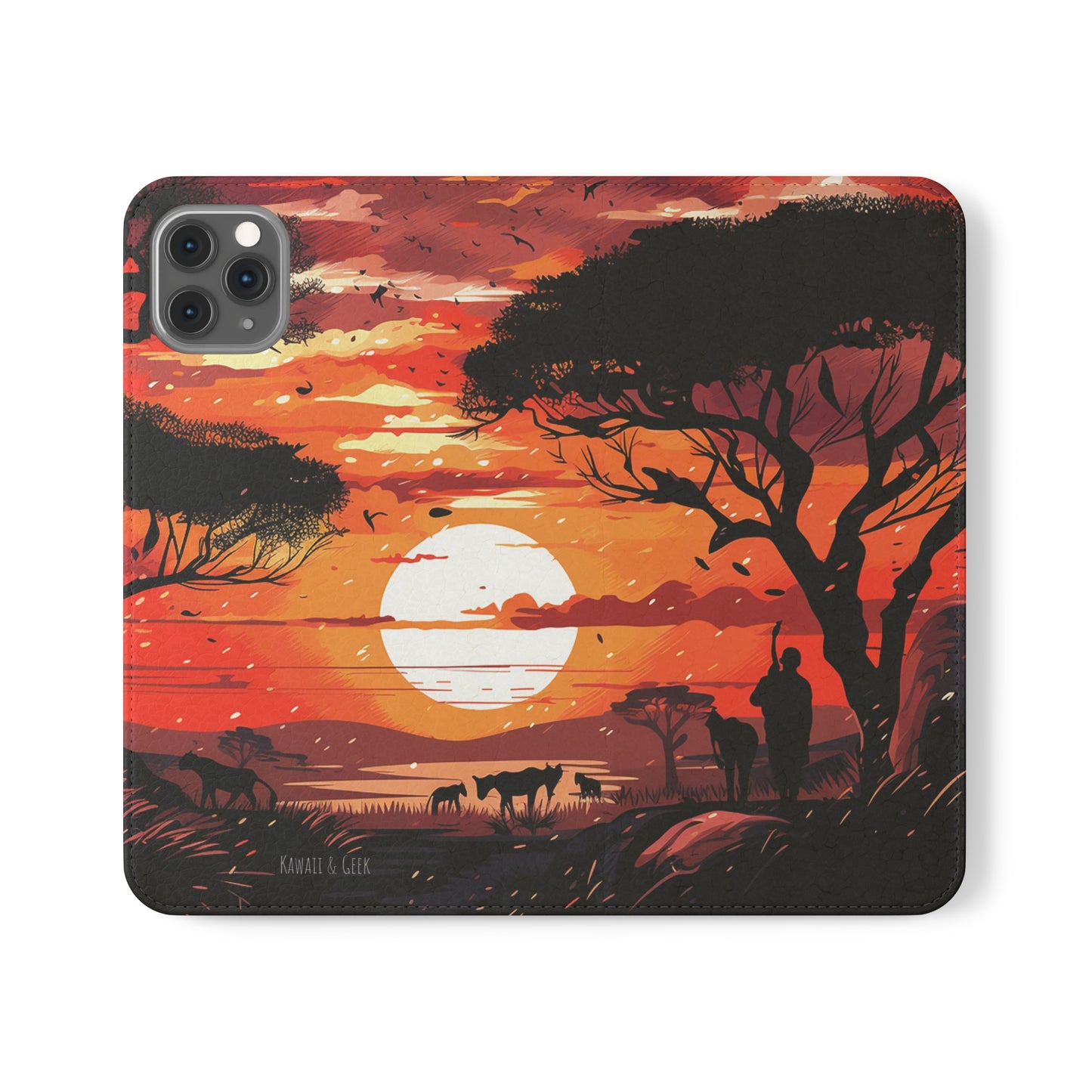 African Landscape Sunset Flip Phone Case - Capture the Serenity of the Savanna on Your Device