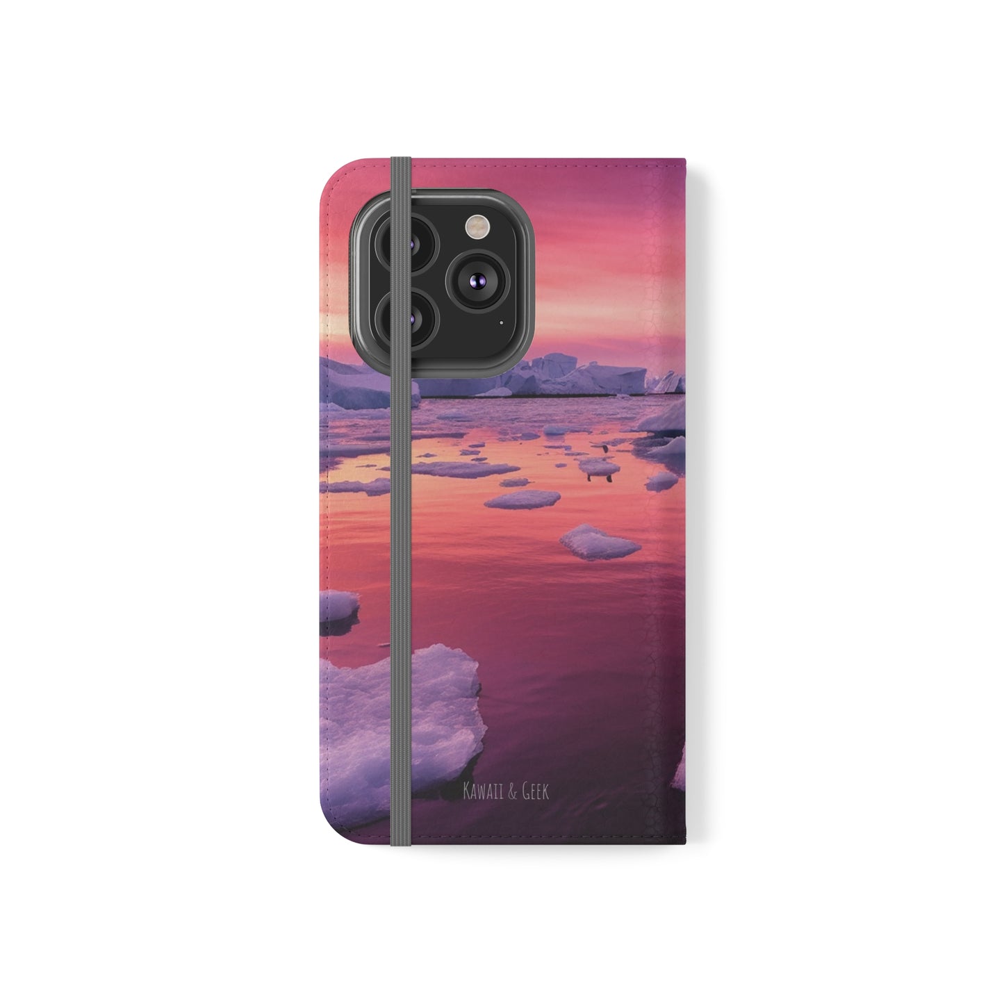 Pinky Arctic Landscape at Sunset Flip Phone Case - Capture the Serenity of Nature on Your Device