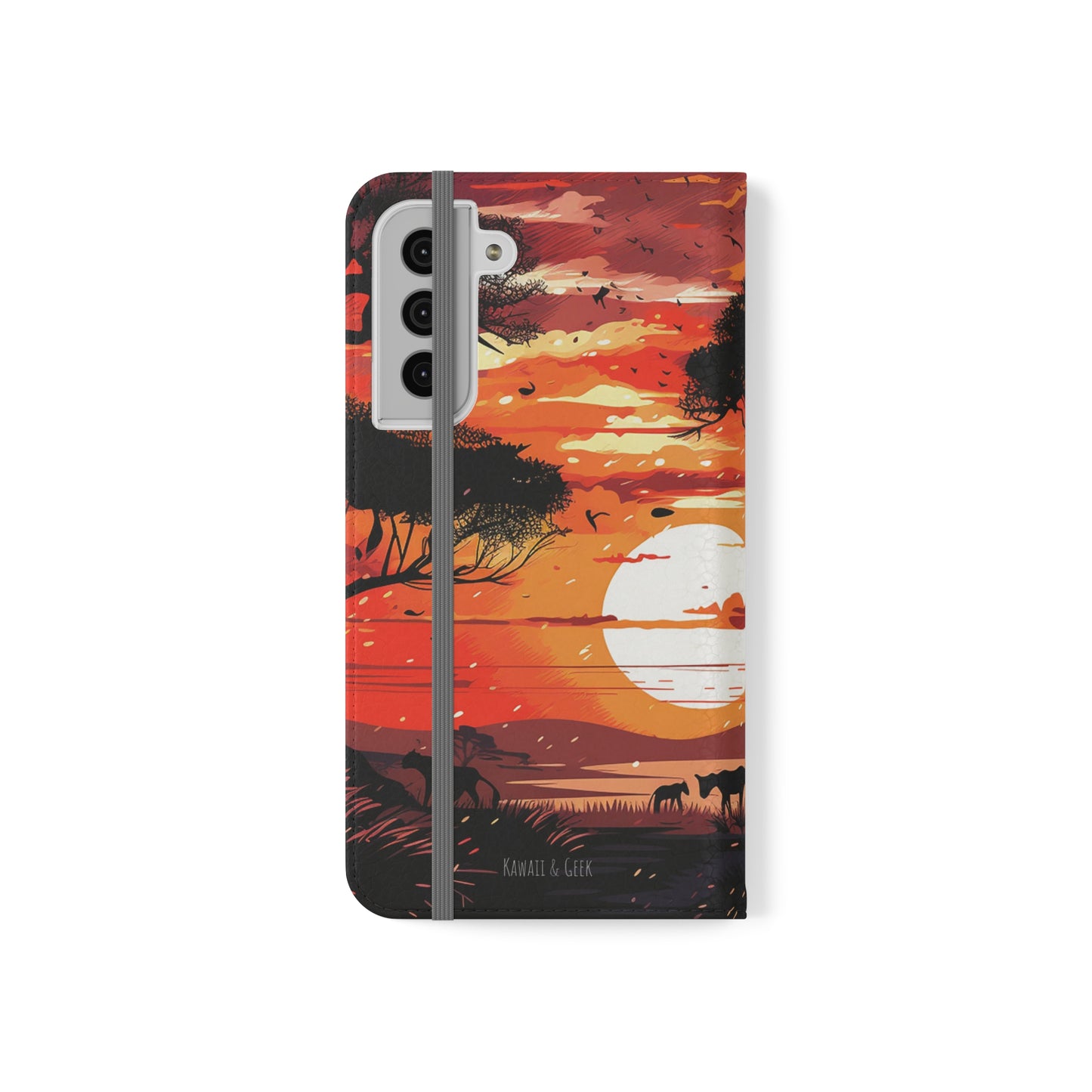 African Landscape Sunset Flip Phone Case - Capture the Serenity of the Savanna on Your Device