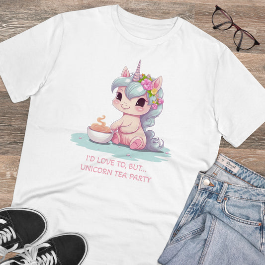 Cute Unicorn Tea Party T-Shirt - Unisex and Eco-Friendly with Whimsical Charm