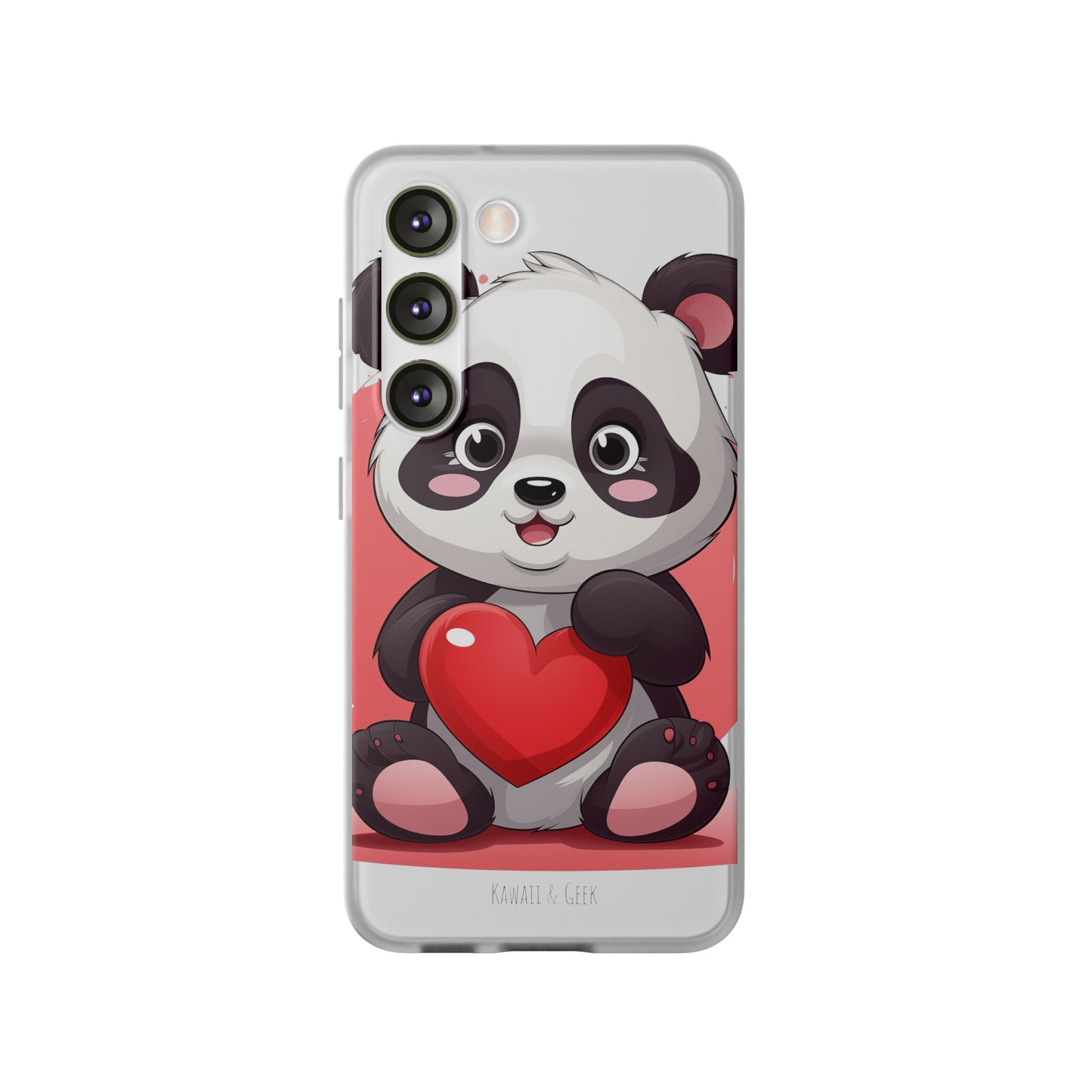 Valentine's Panda Heart Phone Case - Flexi & Semi-Transparent