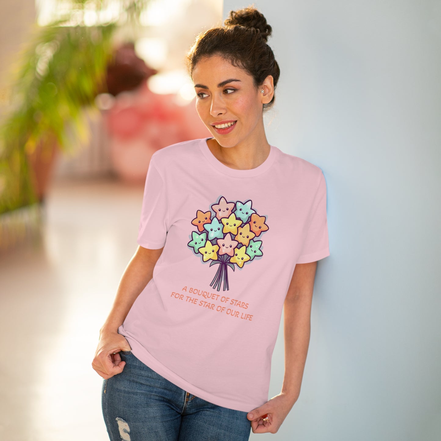 Bouquet of Stars for the Star of Our Life -  Unisex Eco-Friendly T-Shirt - Father's and Mother's Day Special