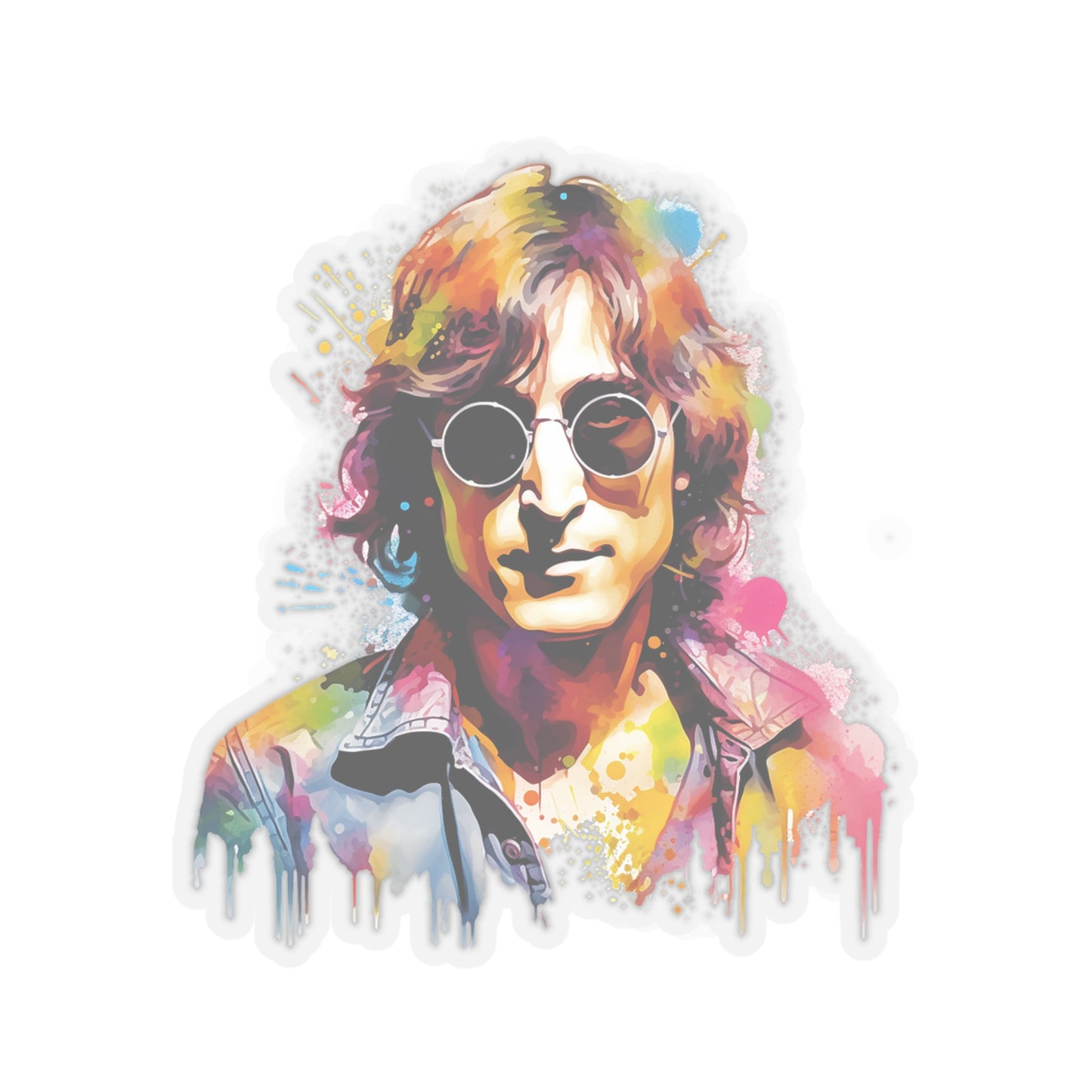 Watercolor John Lennon Sticker: Artistic Flair