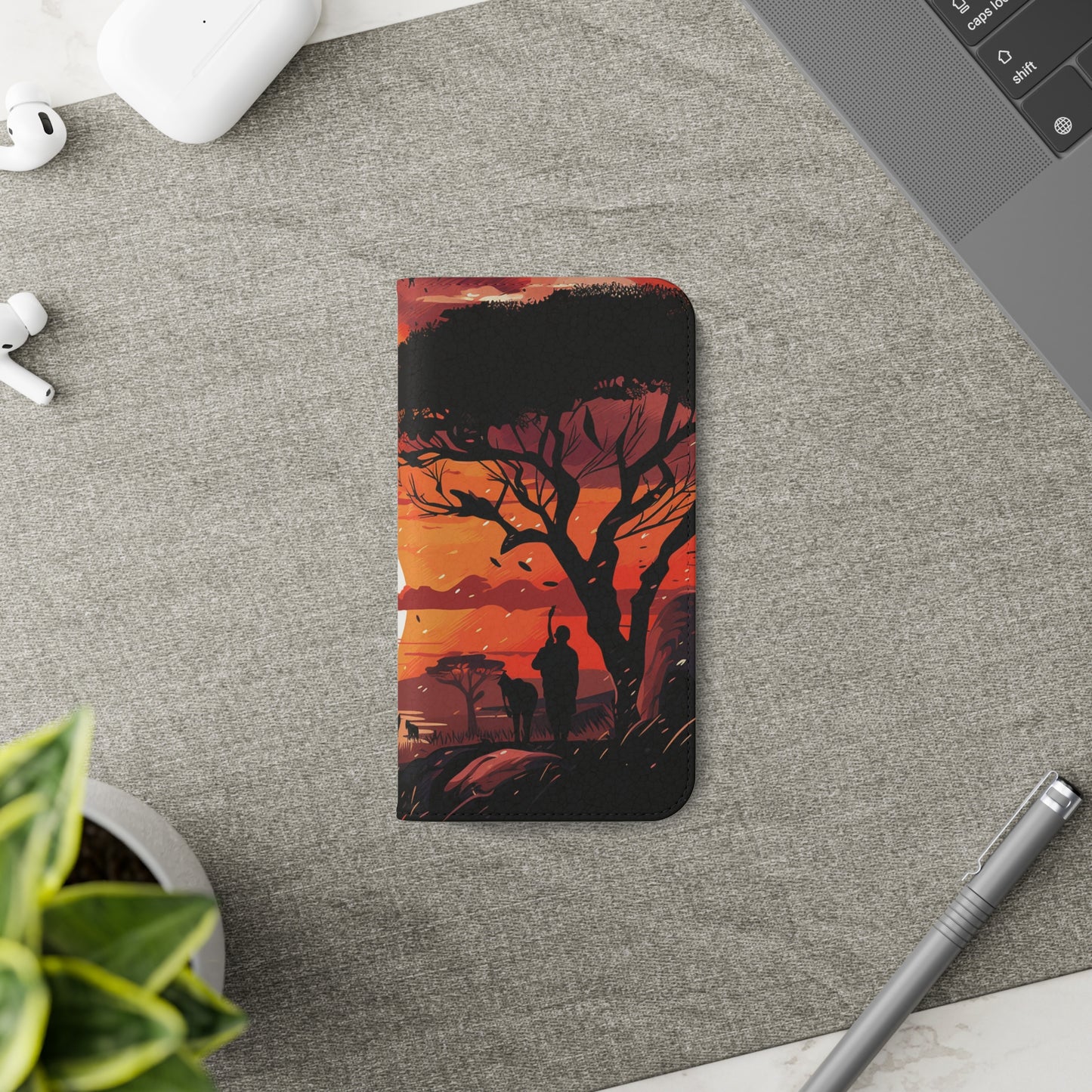 African Landscape Sunset Flip Phone Case - Capture the Serenity of the Savanna on Your Device