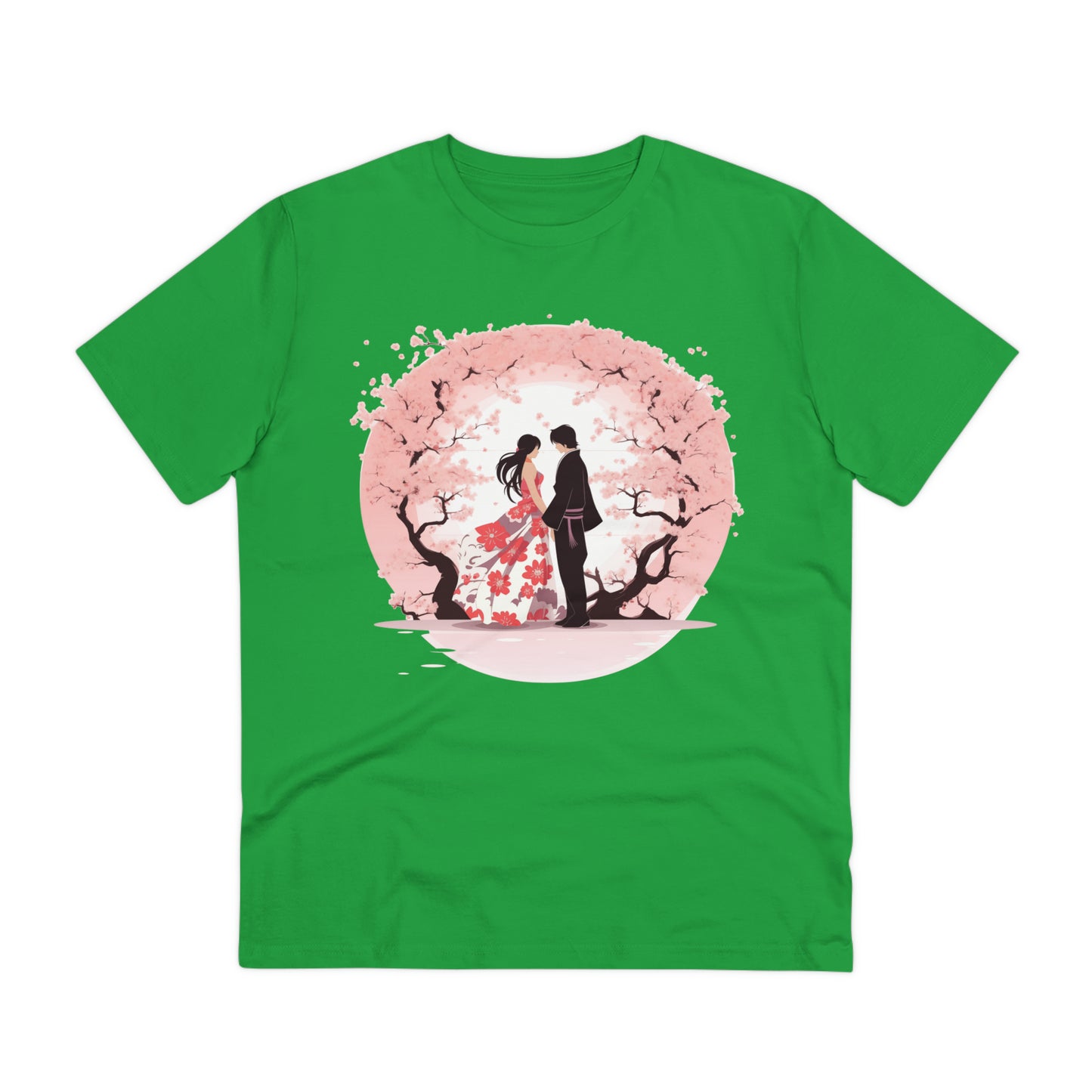 Cherry Blossom Romance T-shirt - Japanese Couple Design - Valentine's Day Special