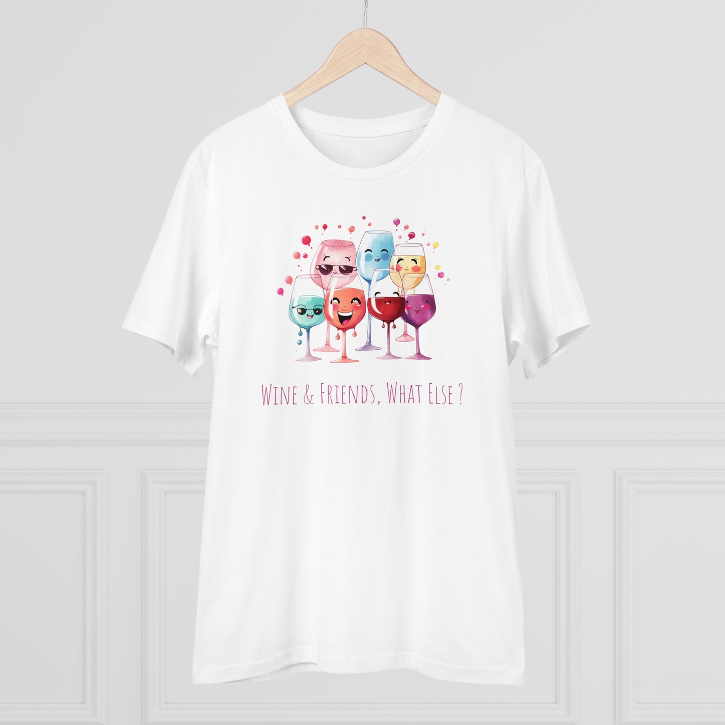 Eco-Friendly 'Wine & Friends' T-Shirt - Kawaii Wine Glasses, Unisex