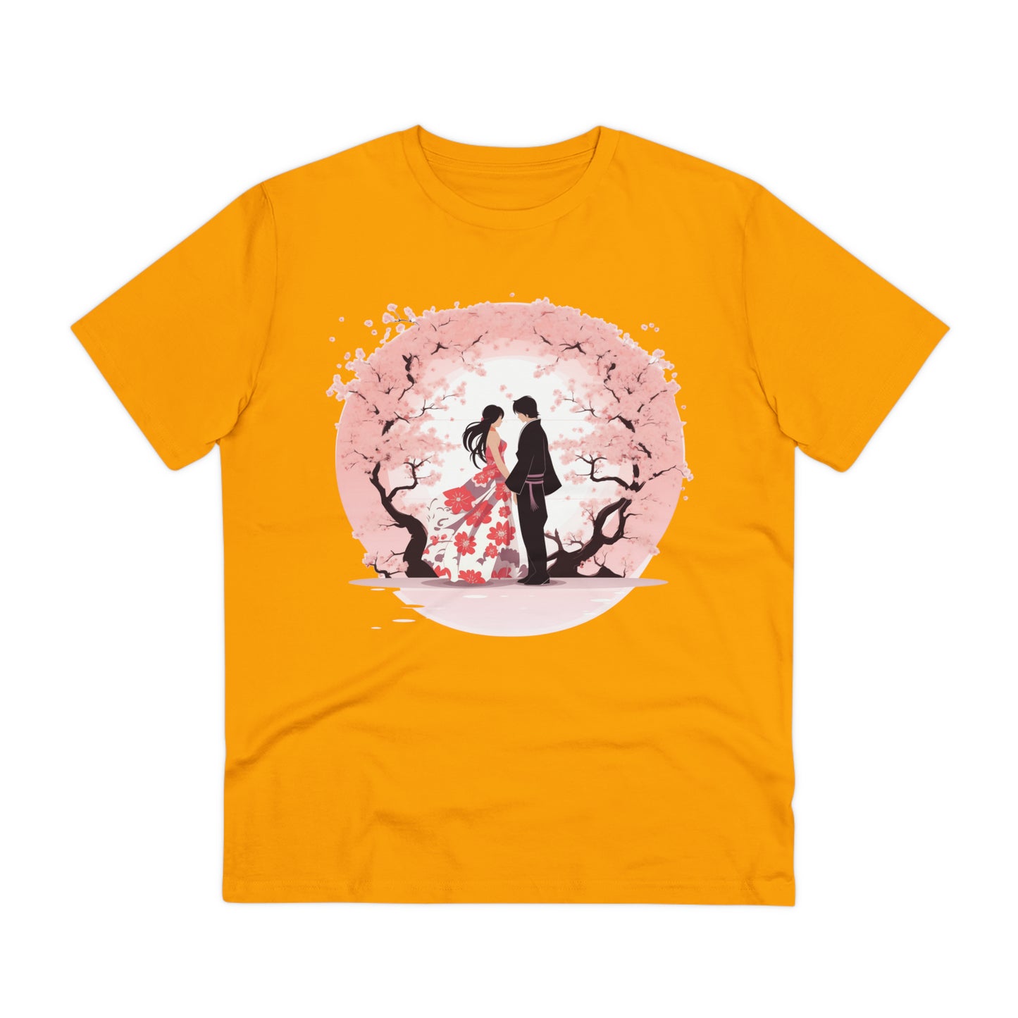 Cherry Blossom Romance T-shirt - Japanese Couple Design - Valentine's Day Special