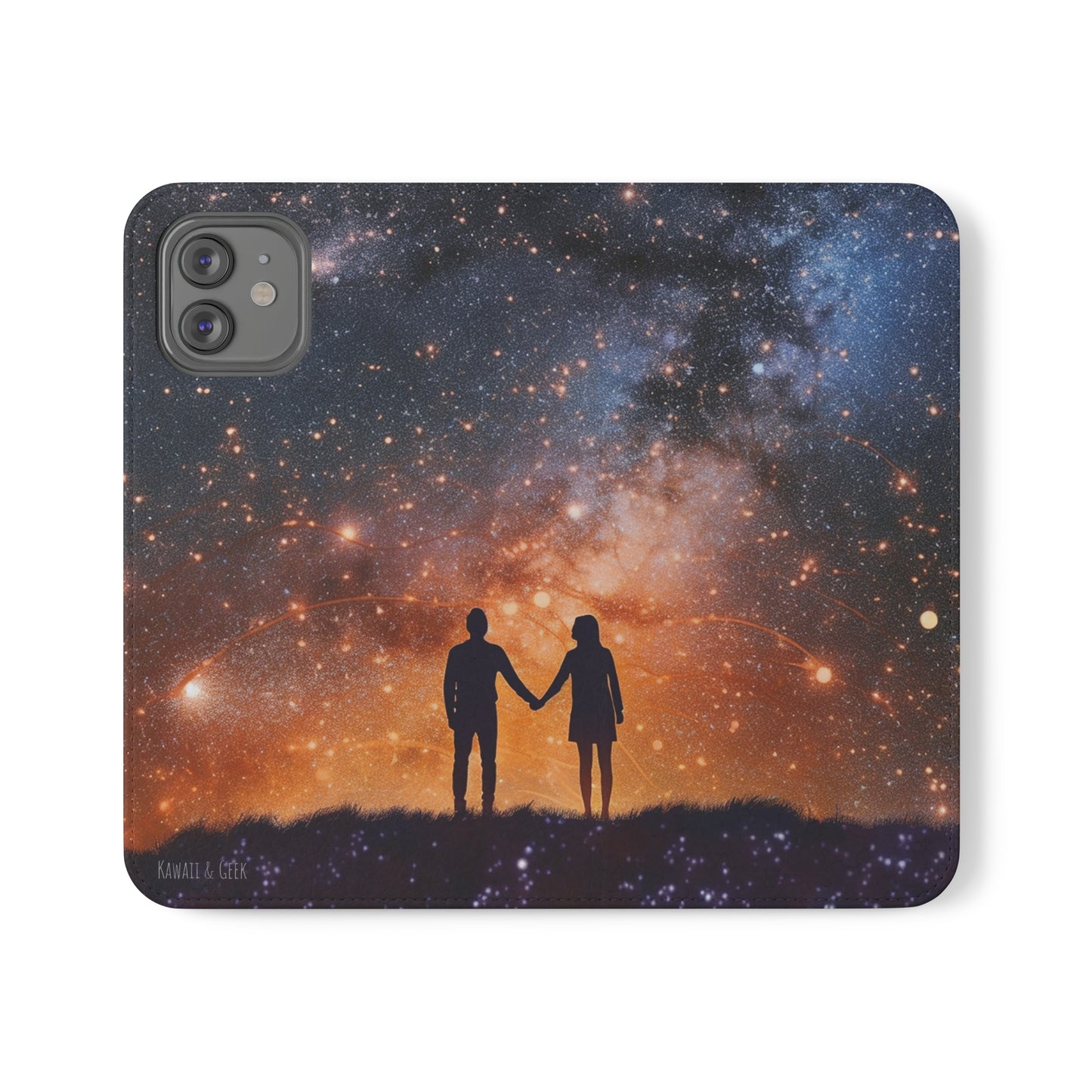 Starry Night Lovers Flip Phone Case - Embrace the Beauty of the Night Sky