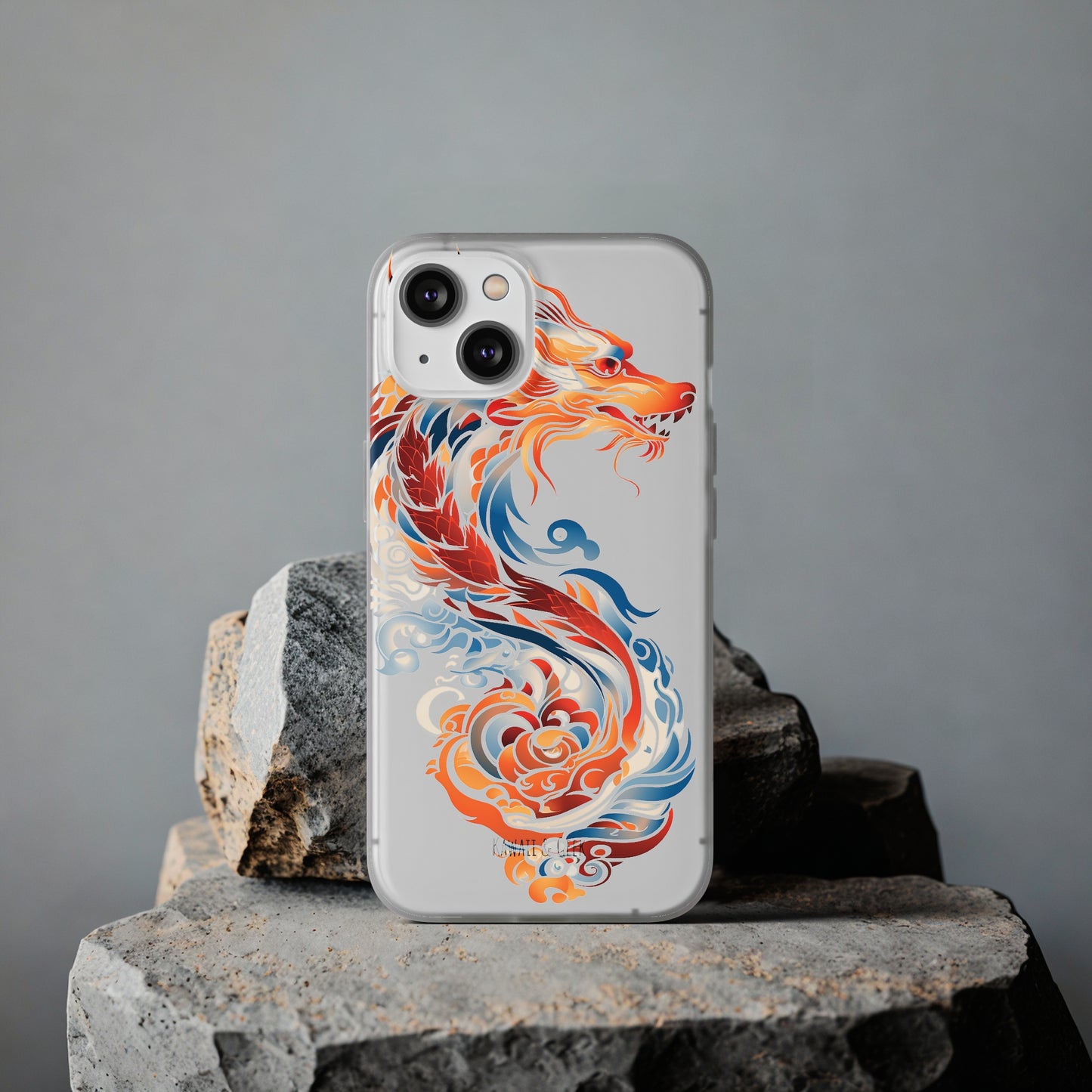 Elegant Chinese Ink Dragon Flexi Transparent Phone Case