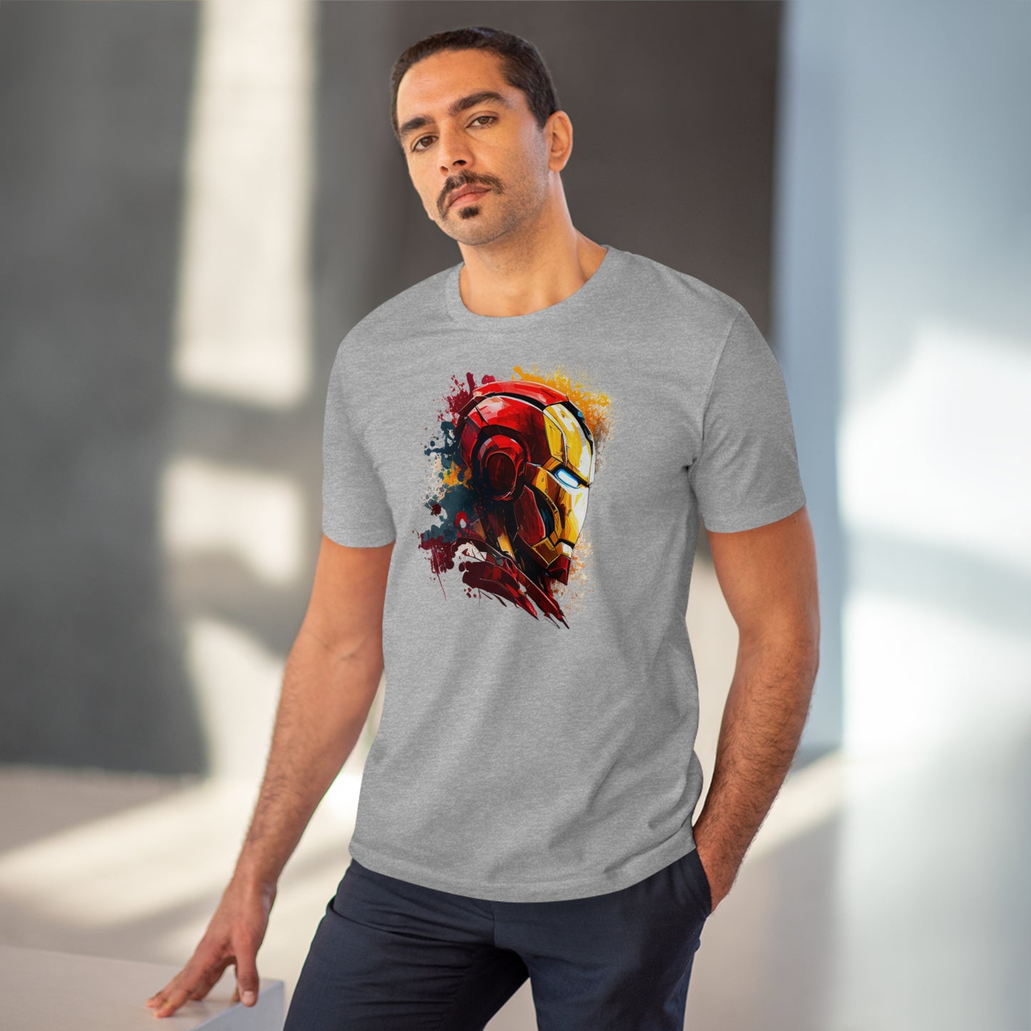 Iron Man in Watercolor Style Eco-Friendly Unisex T-Shirt - Add Some Unique and Sustainable Style to Your Wardrobe