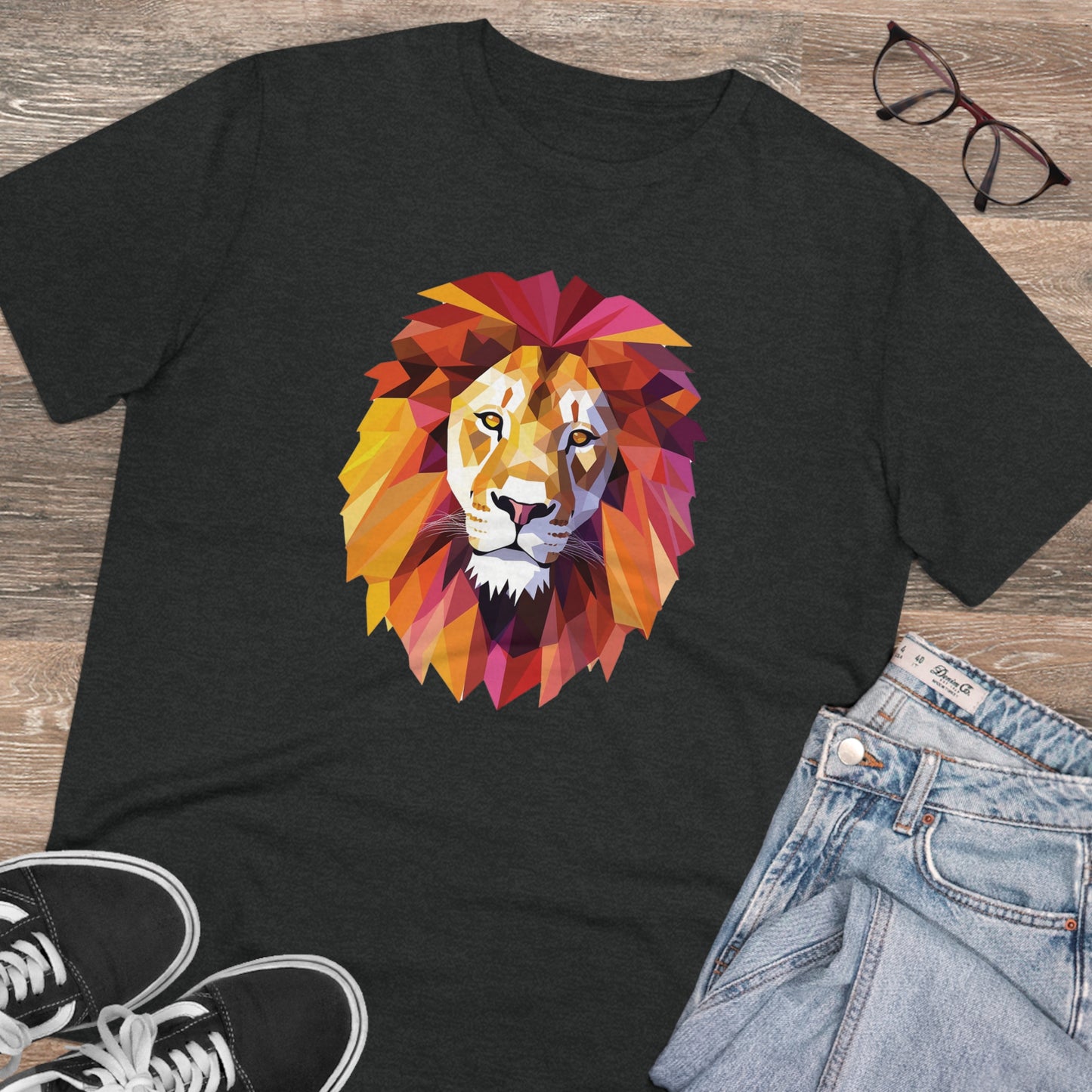 Lion Polygonal T-Shirt - Embrace Majestic Roar