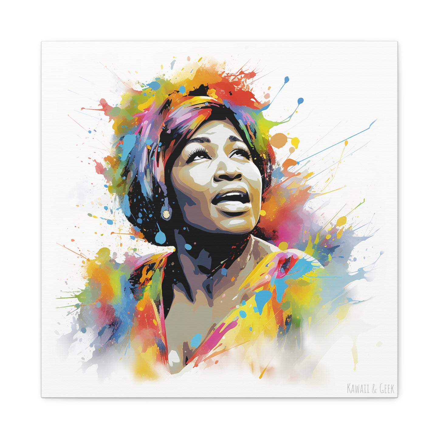 Aretha Franklin Watercolor Cotton Canvas