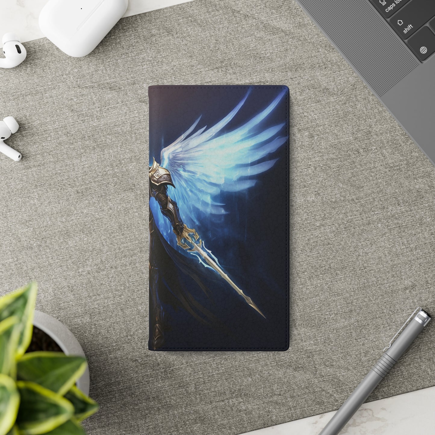 Archangel Flip Phone Case: Ethereal Wings & Sword Design