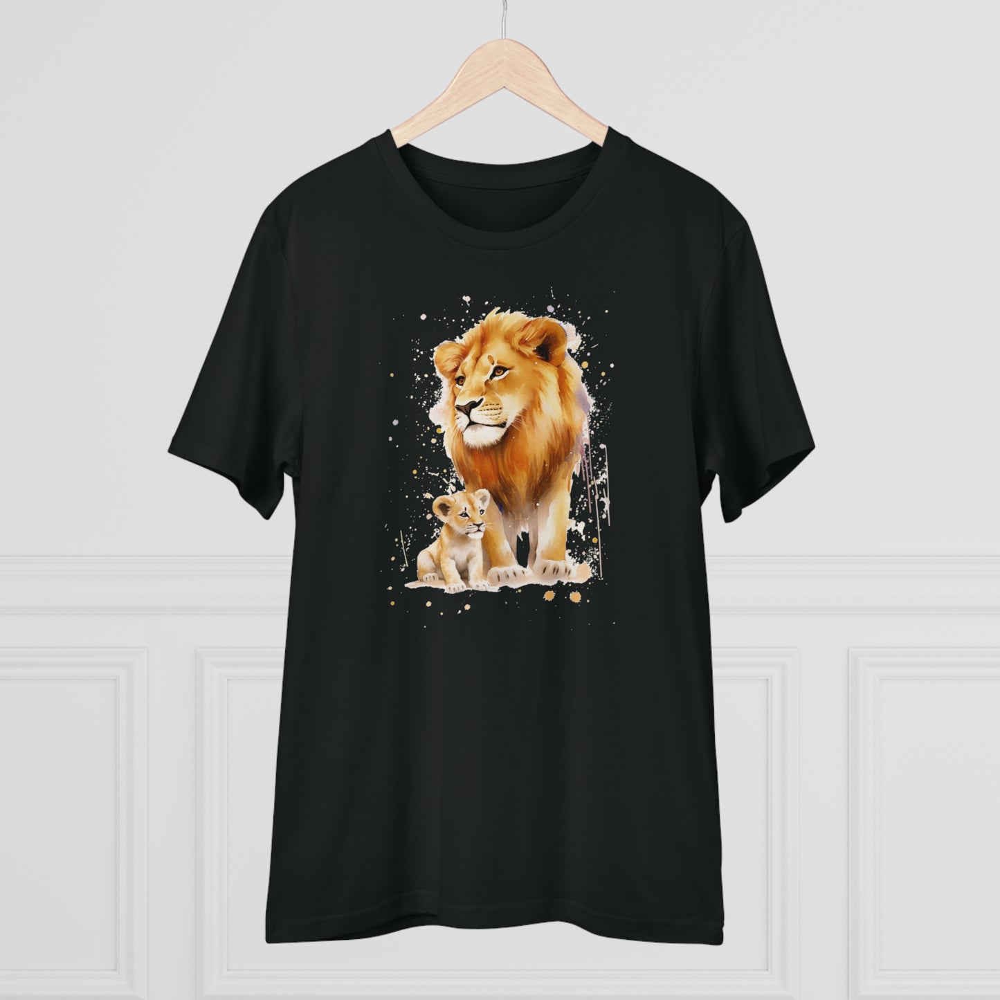 Lion King and Son Watercolor T-Shirt - Celebrate Father's Day with Nature's Majesty