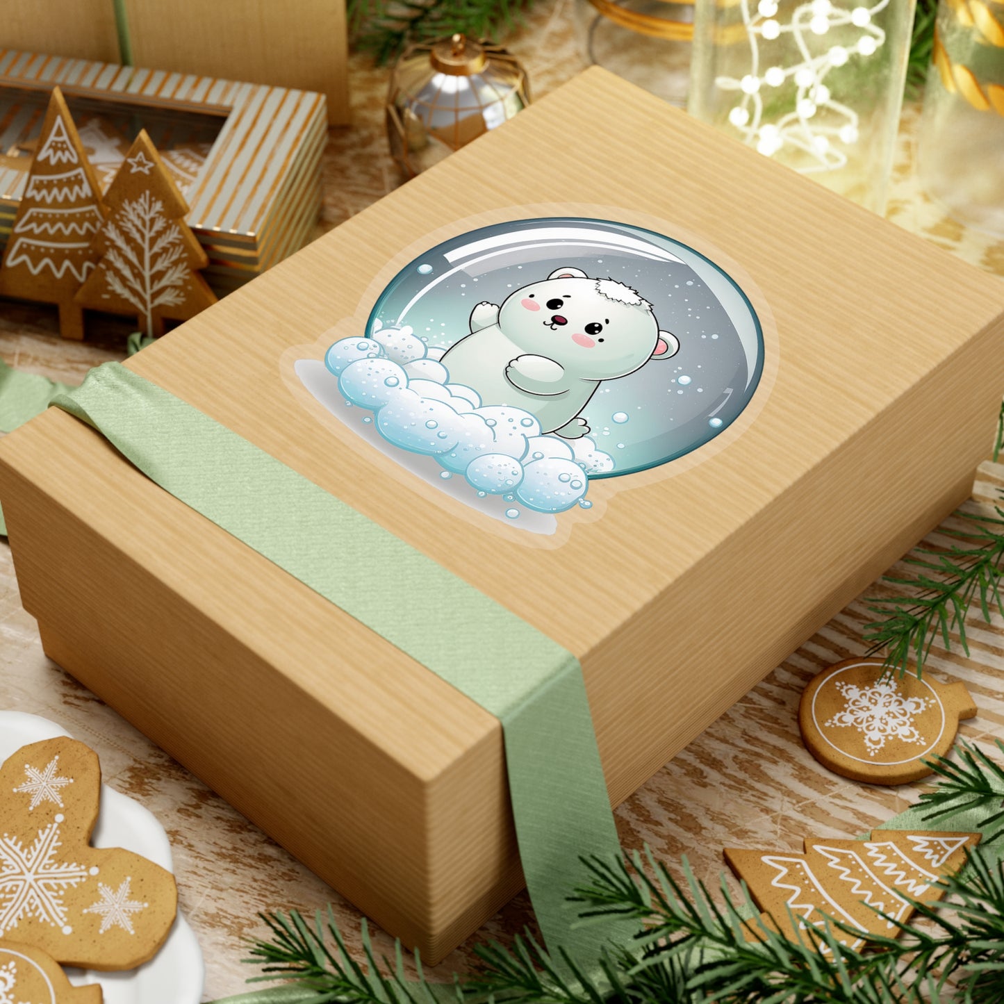 Cute Bear in a Snowball Sticker - Add Some Adorable and Festive Style to Your Tech