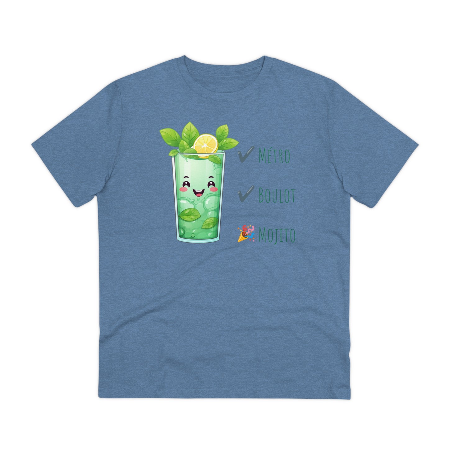 Métro, Boulot, Mojito T-Shirt - Cute Smiling Mojito Glass Design