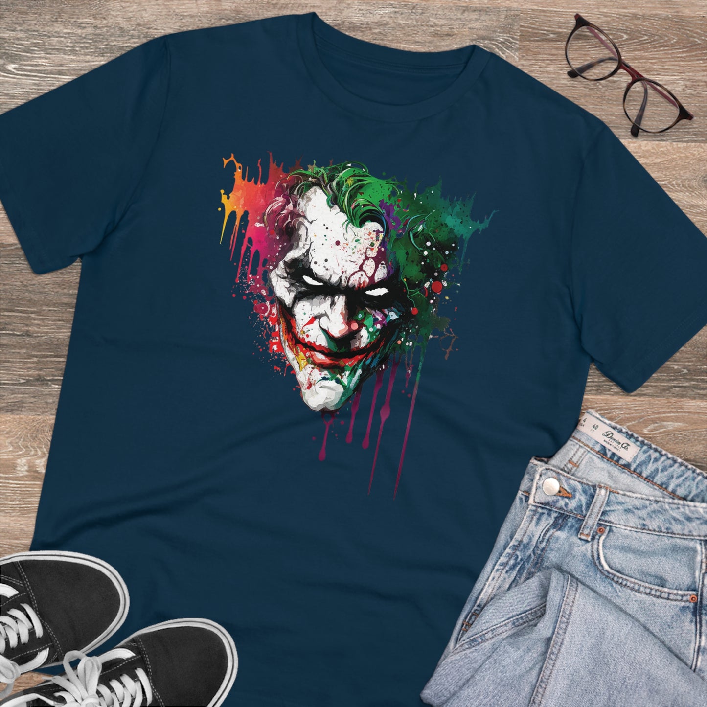 The Joker T-shirt in Watercolor Style, Unisex and Eco-Friendly - Make a Statement with Unique Artistic Design