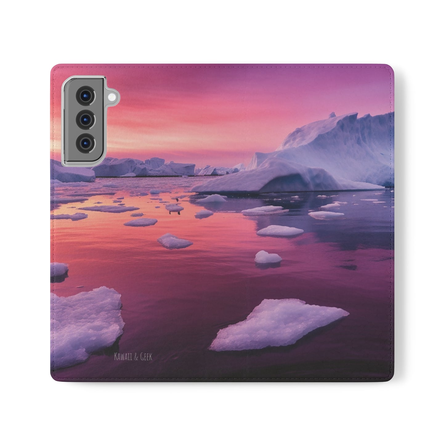 Pinky Arctic Landscape at Sunset Flip Phone Case - Capture the Serenity of Nature on Your Device