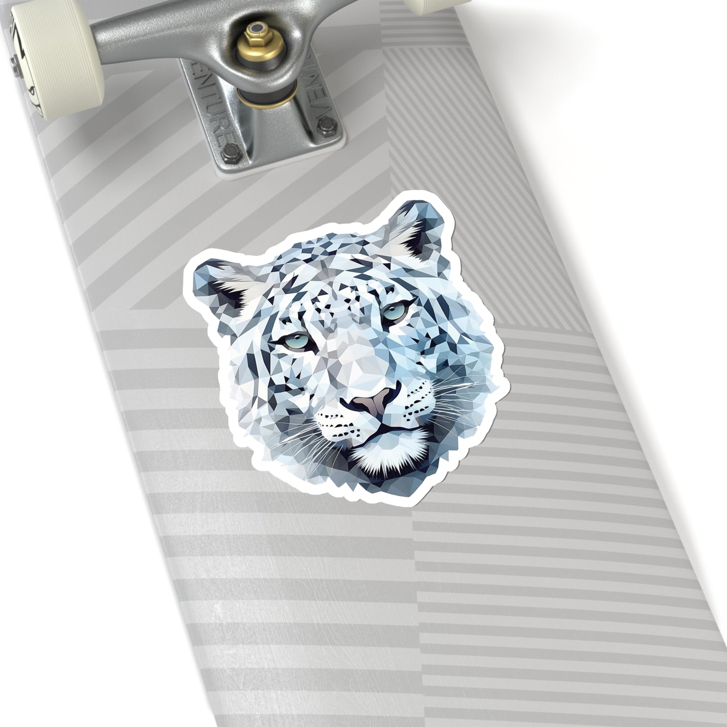 Snow Leopard Sticker - Graceful Majesty in Geometric Form