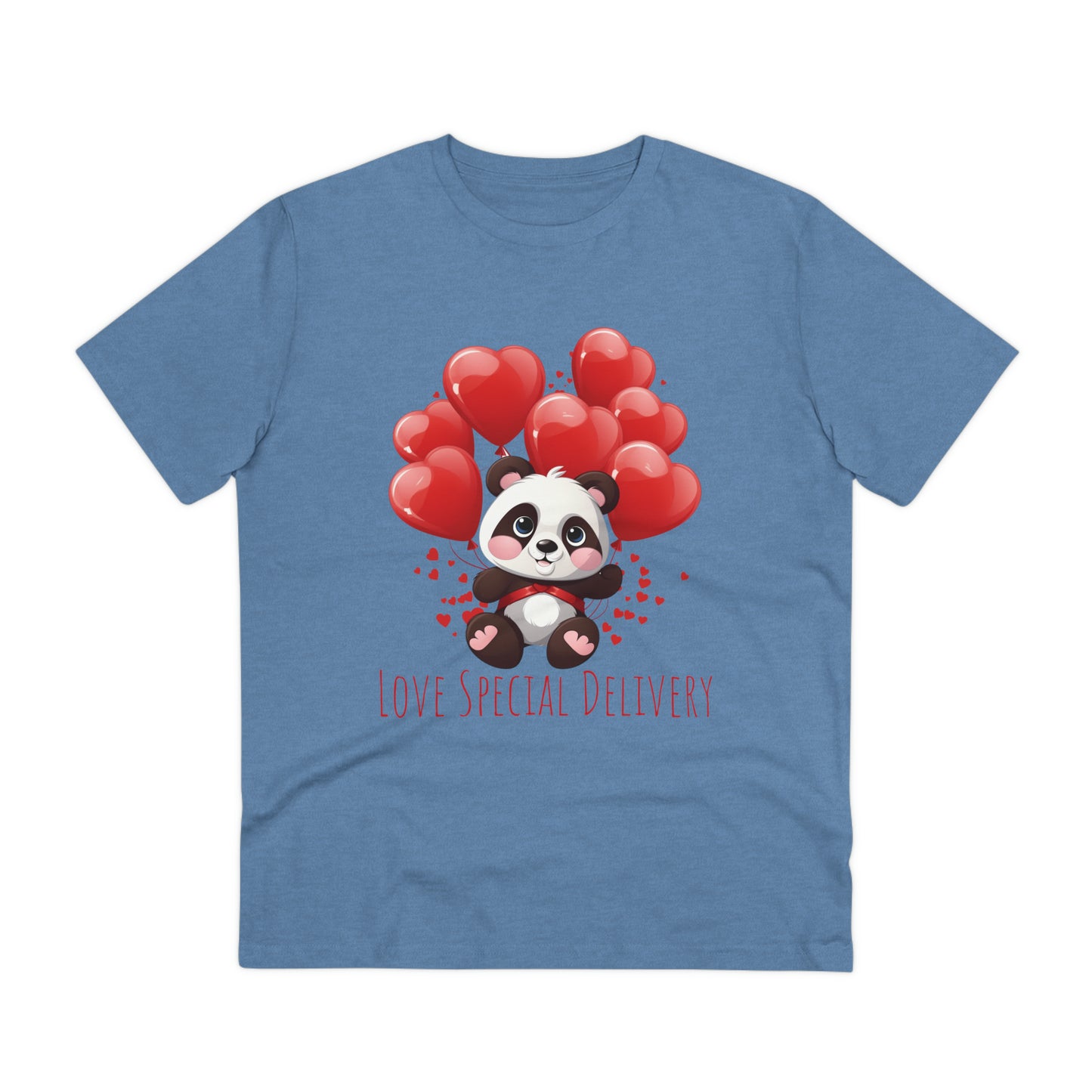 Panda Love Delivery Tee - Eco-Friendly Heart Balloon Shirt - Valentine's Day Special