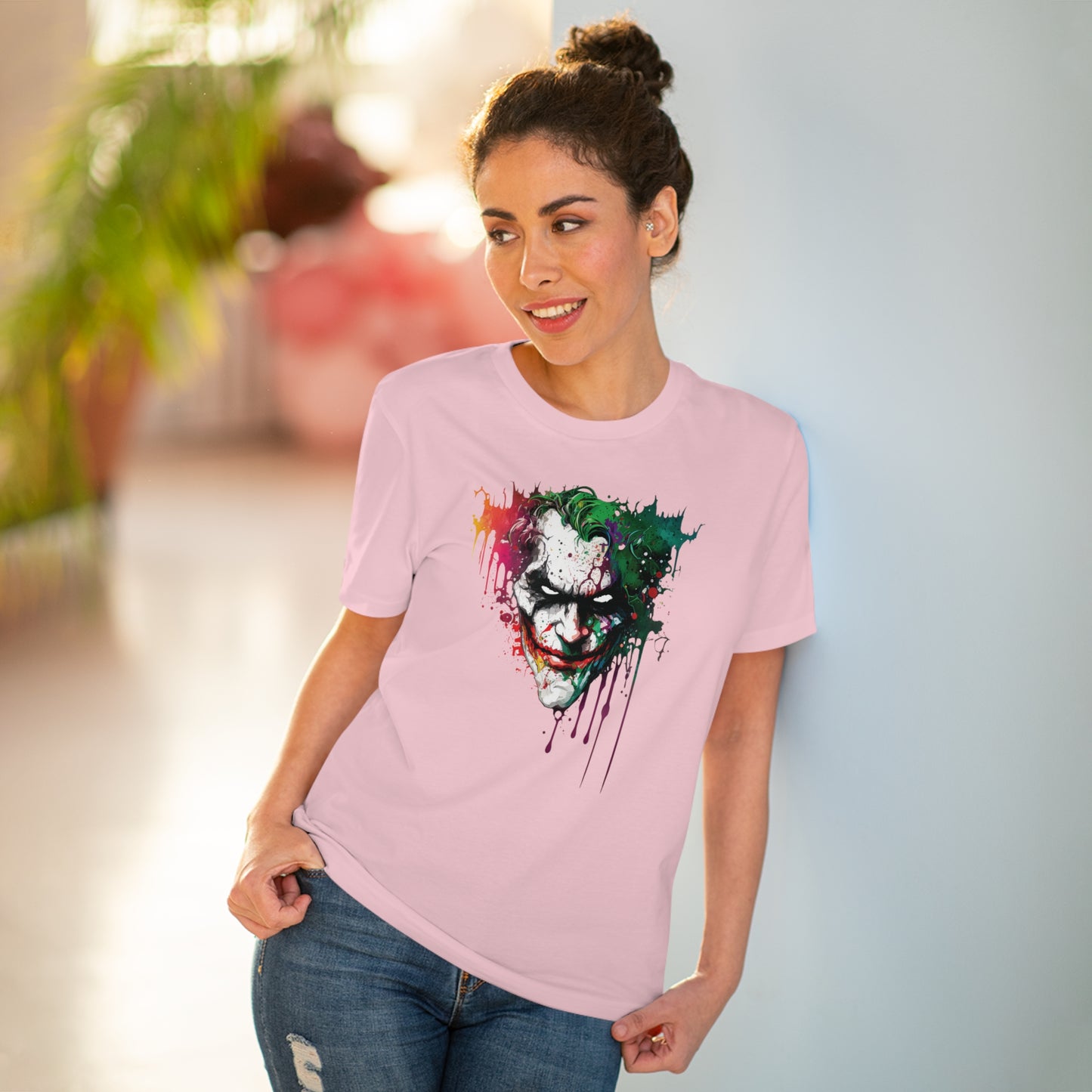 The Joker T-shirt in Watercolor Style, Unisex and Eco-Friendly - Make a Statement with Unique Artistic Design