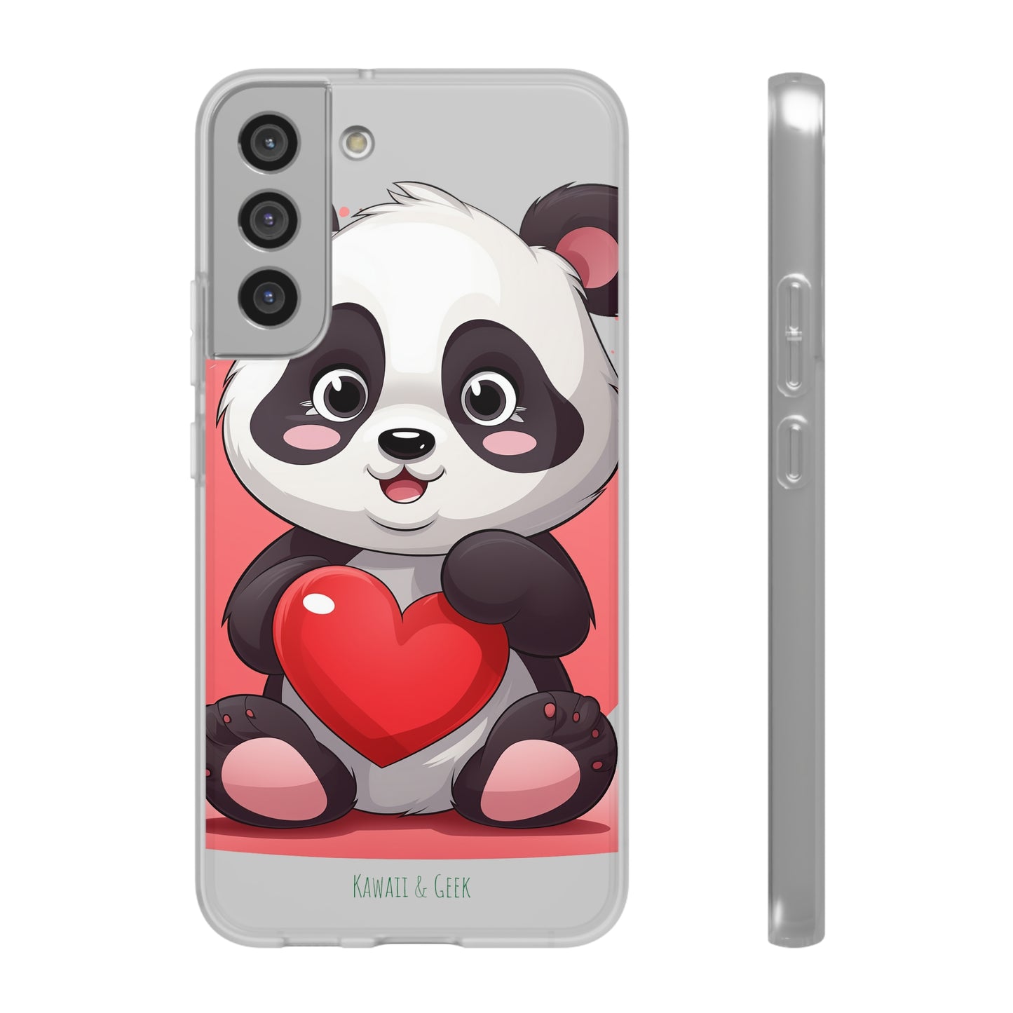 Valentine's Panda Heart Phone Case - Flexi & Semi-Transparent