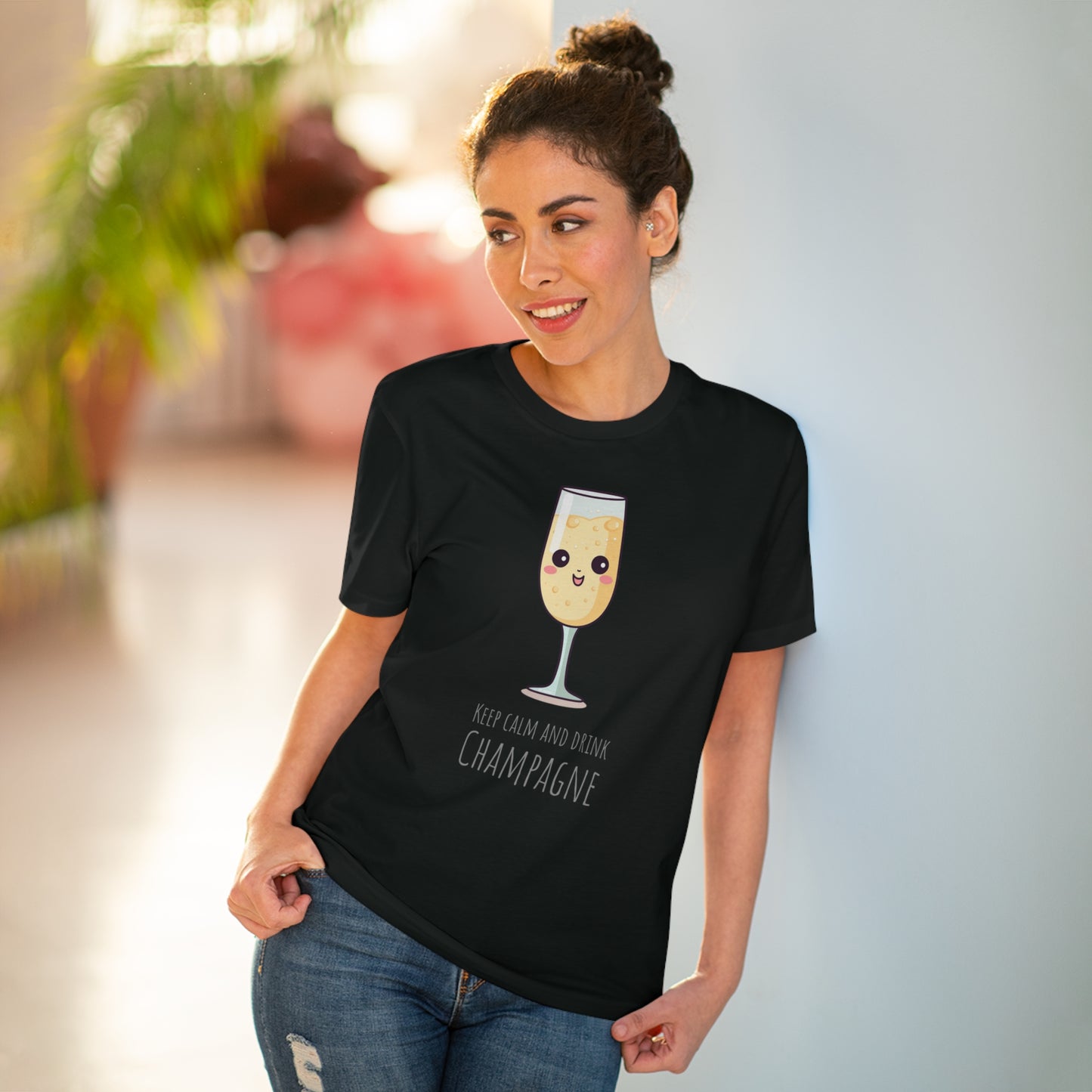 Keep Calm and Drink Champagne T-Shirt - Eco-Friendly Design