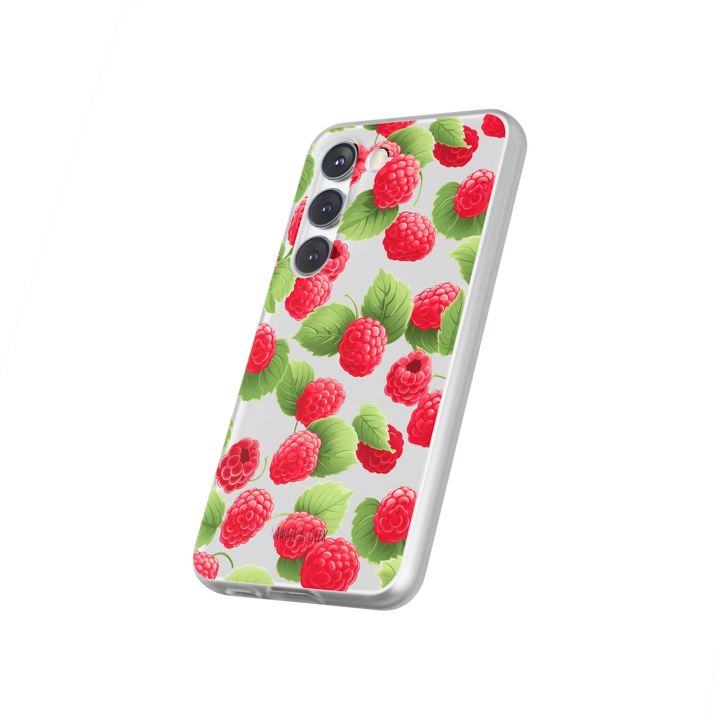 Raspberry Delight: Transparent Flexi Phone Case