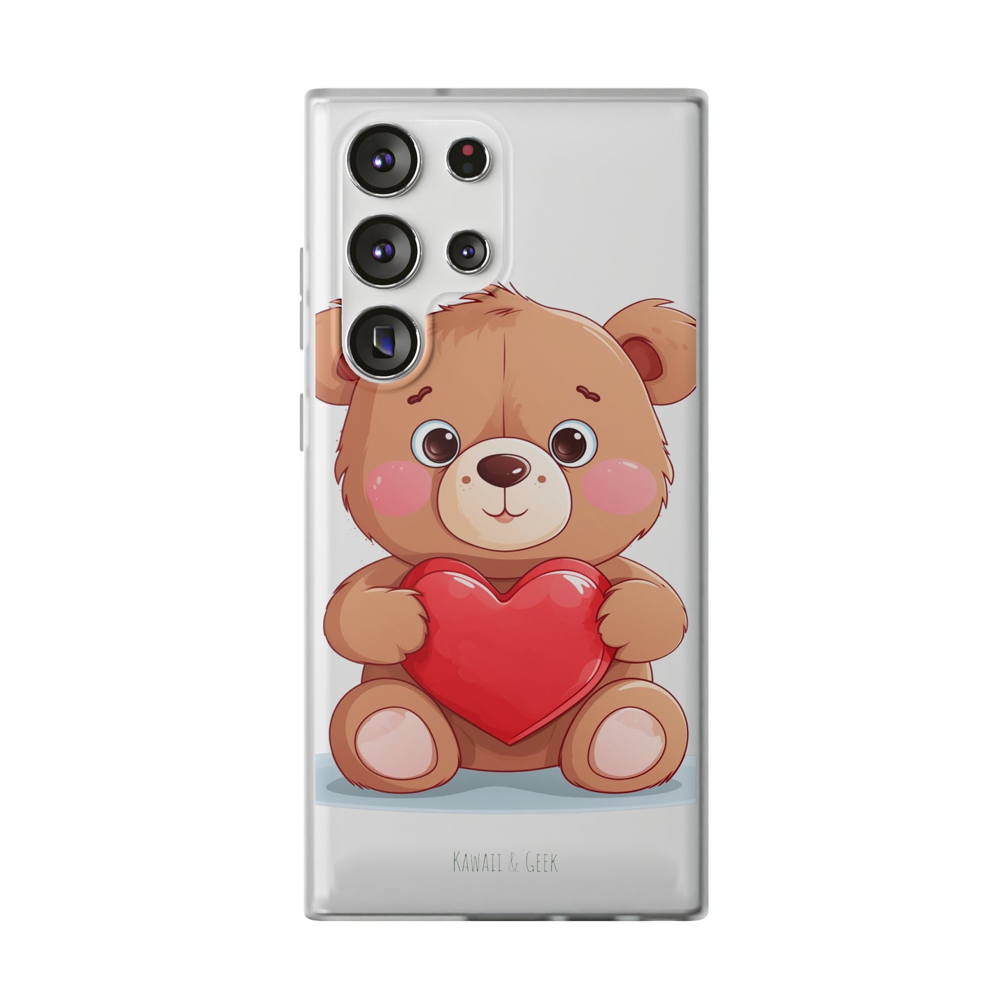 Teddy Bear Heart Phone Case - Flexi & Semi-Transparent - Valentine's Day