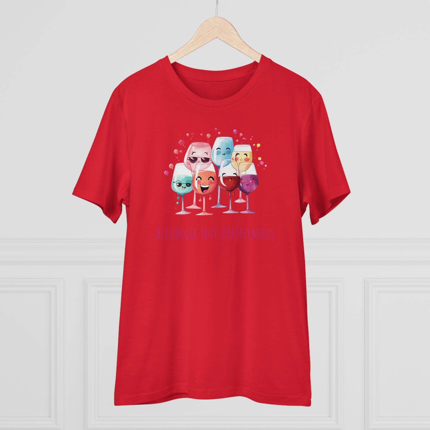 Eco-Friendly 'Alcoholic Not Anonymous' T-Shirt - Kawaii Wine Party Design, Unisex