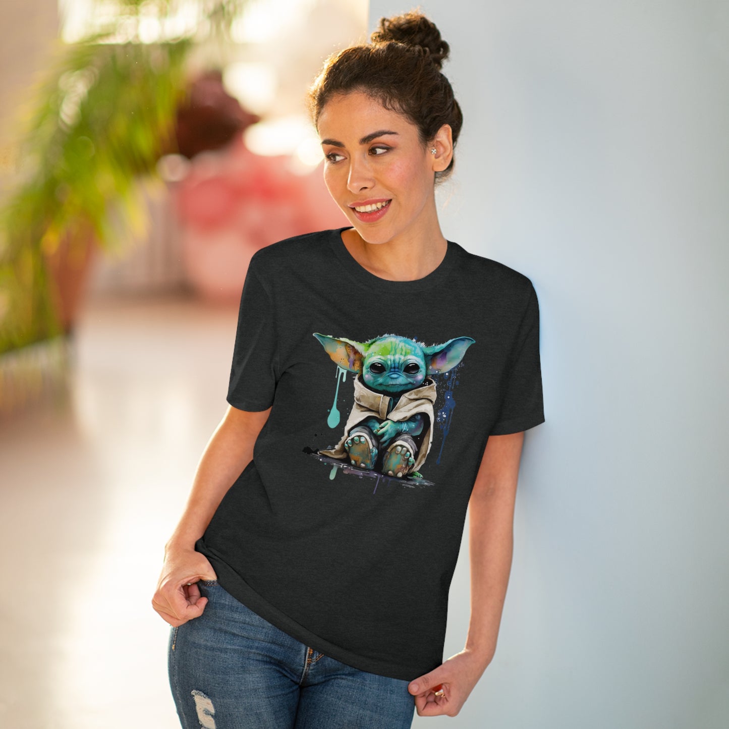 Baby Yoda in Watercolor Style Organic Unisex T-Shirt - Add Some Cute and Eco-Friendly Style to Your Wardrobe