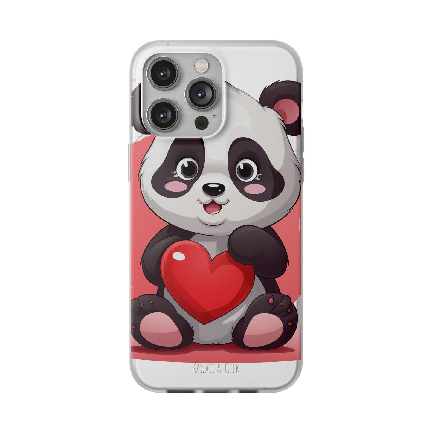 Valentine's Panda Heart Phone Case - Flexi & Semi-Transparent