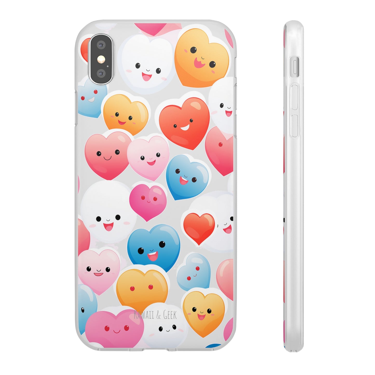 Kawaii Hearts Flexi Transparent Phone Case