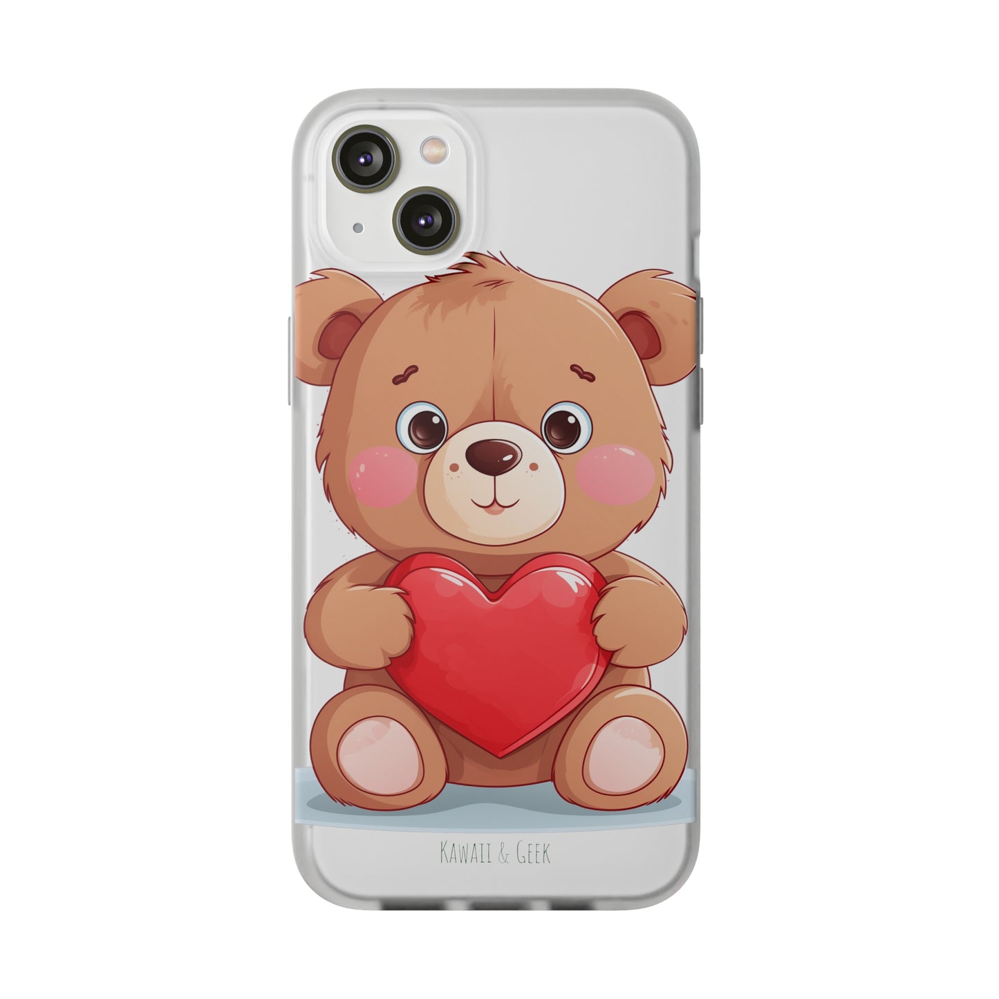 Teddy Bear Heart Phone Case - Flexi & Semi-Transparent - Valentine's Day