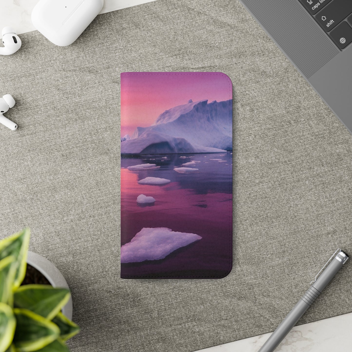 Pinky Arctic Landscape at Sunset Flip Phone Case - Capture the Serenity of Nature on Your Device