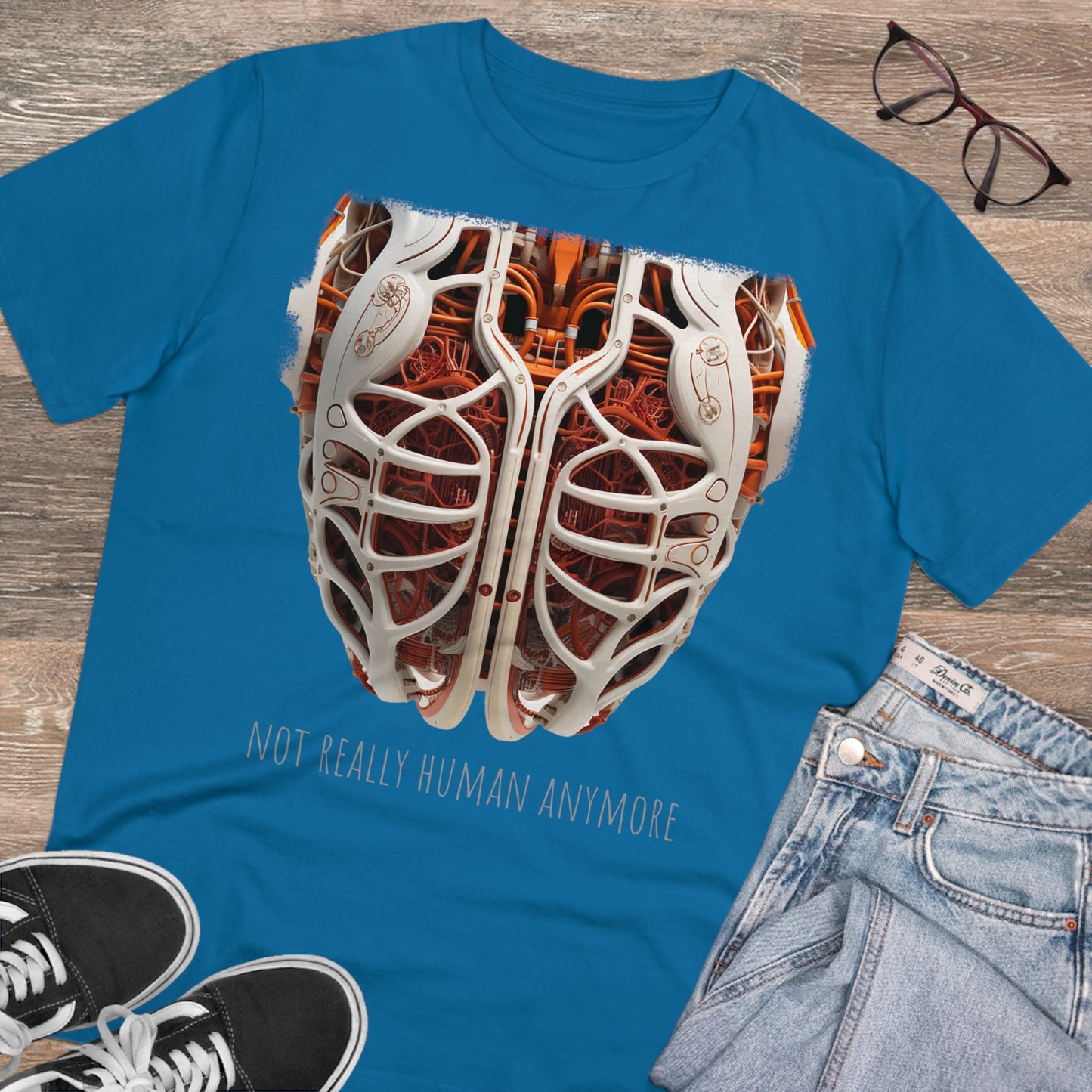 Eco-T-shirt: Cybernetic Chest "Not Really Human"