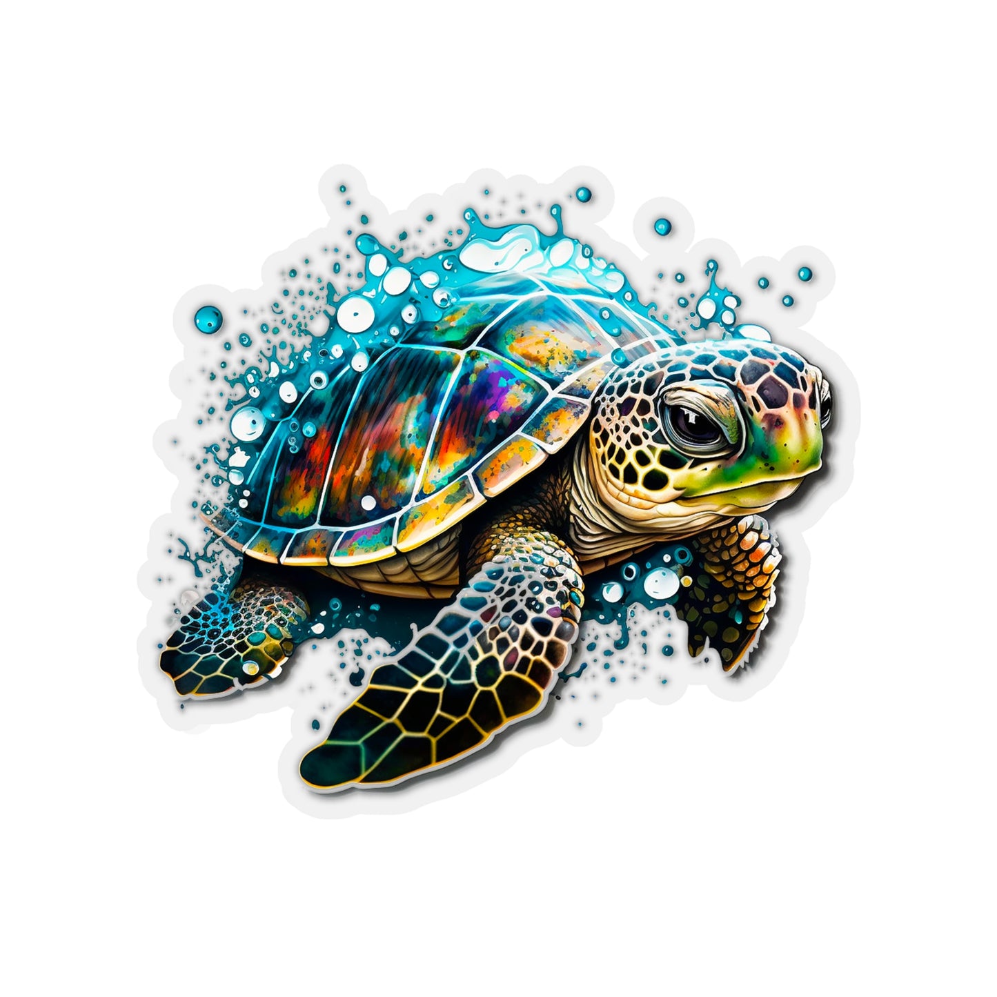 Colorful Sea Turtle Sticker - Add Some Pop-Art and Watercolor Style to Your Tech