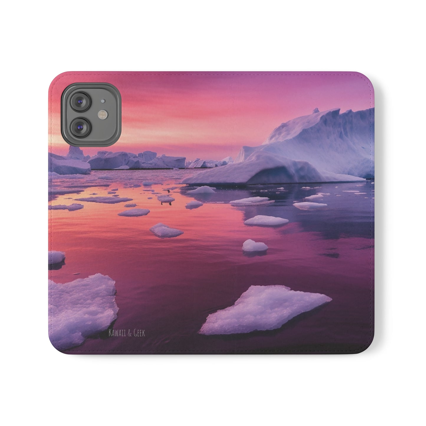 Pinky Arctic Landscape at Sunset Flip Phone Case - Capture the Serenity of Nature on Your Device