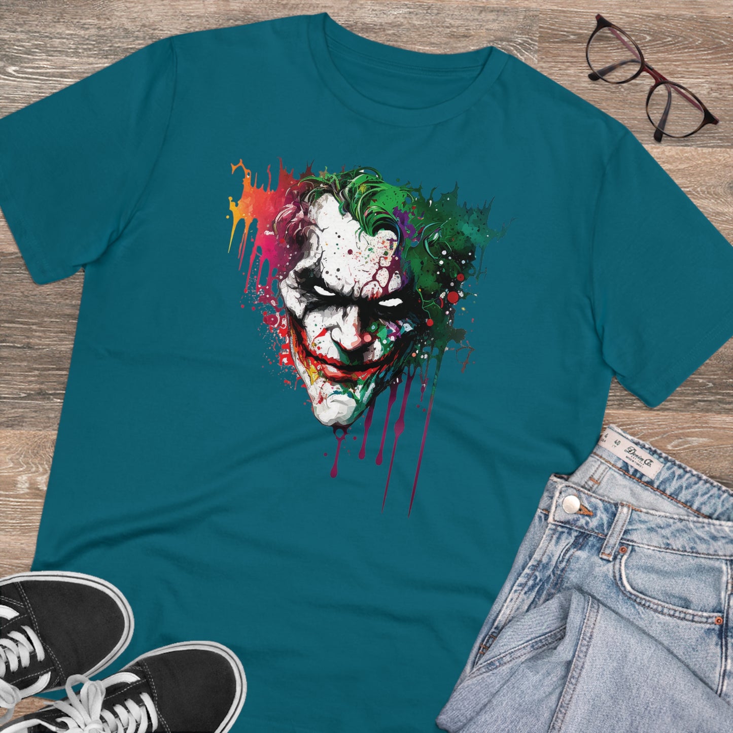 The Joker T-shirt in Watercolor Style, Unisex and Eco-Friendly - Make a Statement with Unique Artistic Design