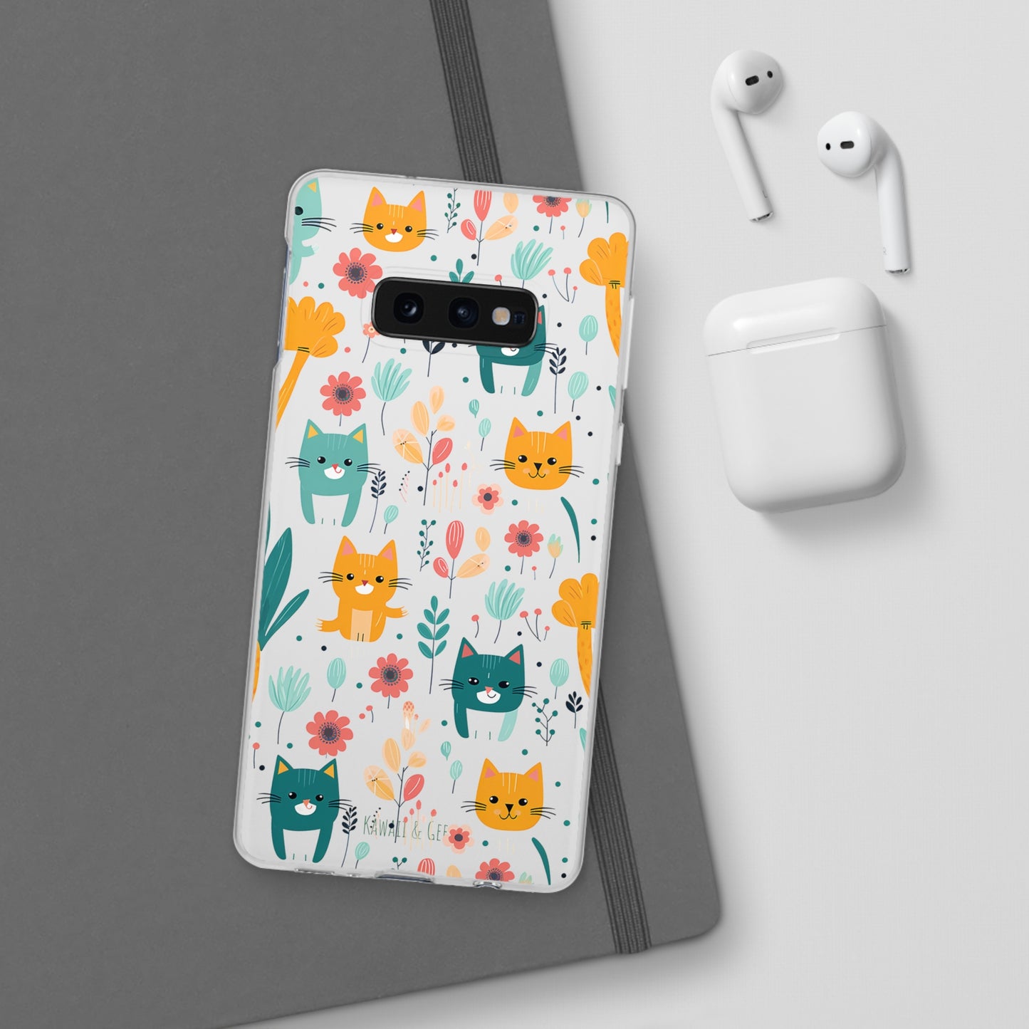 Cute Cats & Flowers Flexi and semi Transparent Phone Case