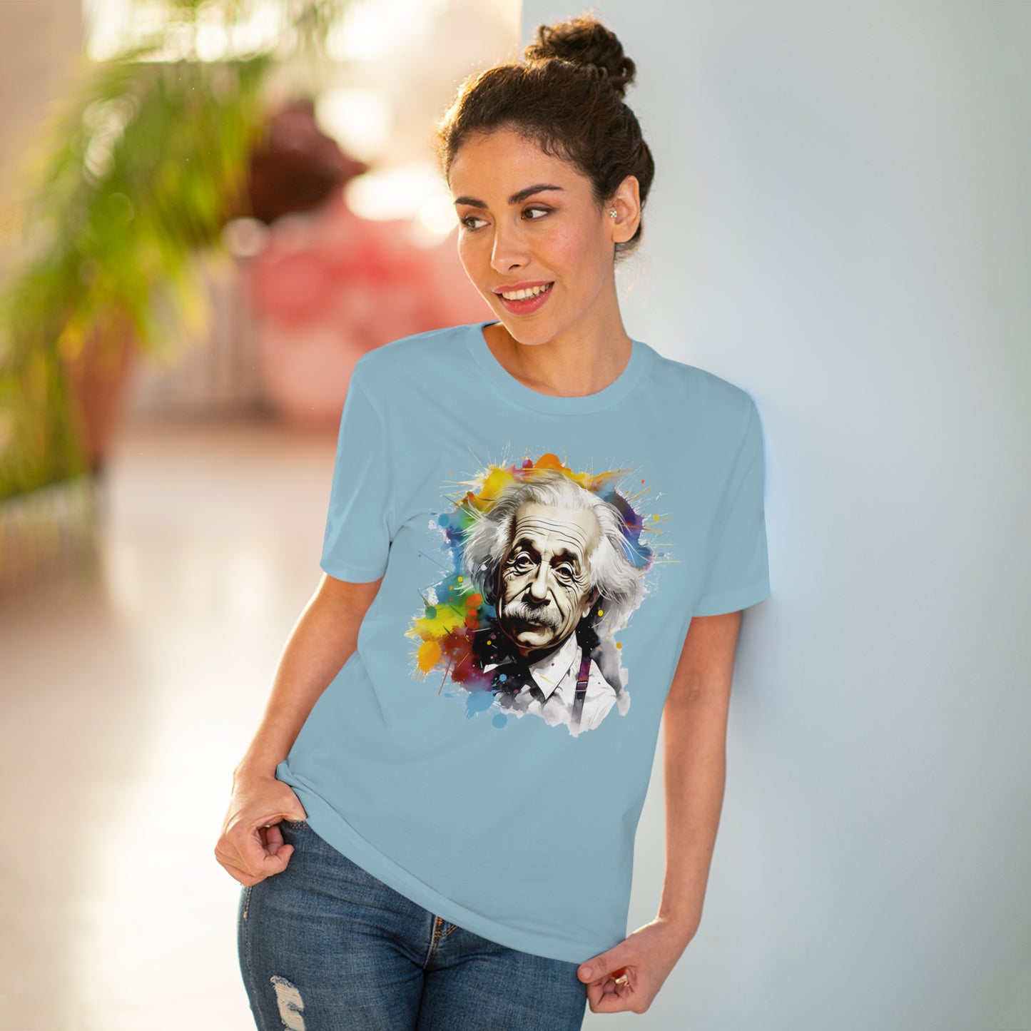 Albert Einstein Eco-friendly T-shirt : Watercolor Essence