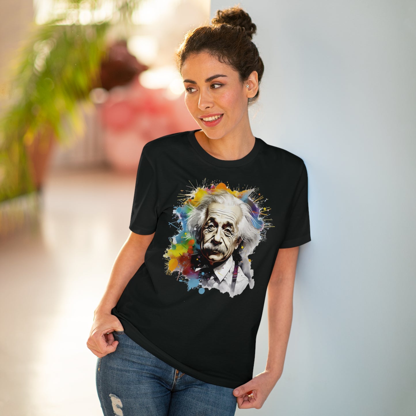 Albert Einstein Eco-friendly T-shirt : Watercolor Essence