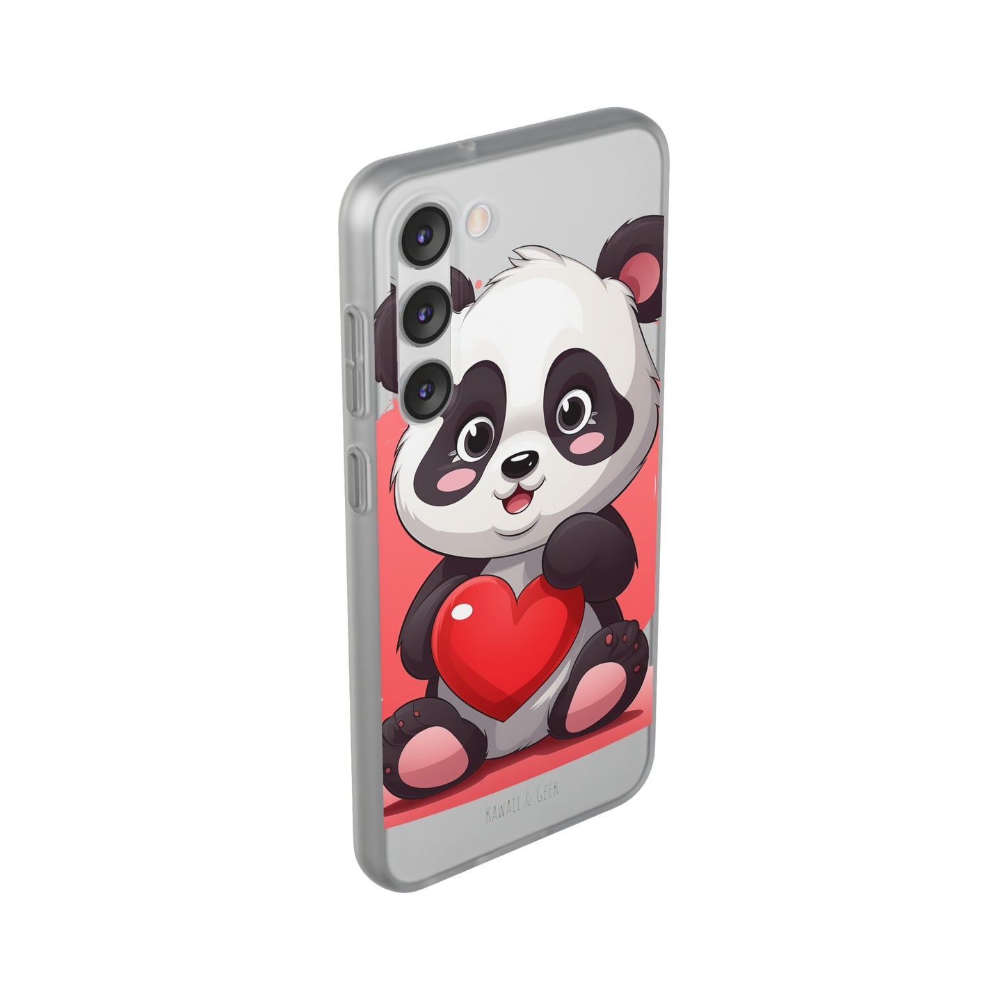 Valentine's Panda Heart Phone Case - Flexi & Semi-Transparent