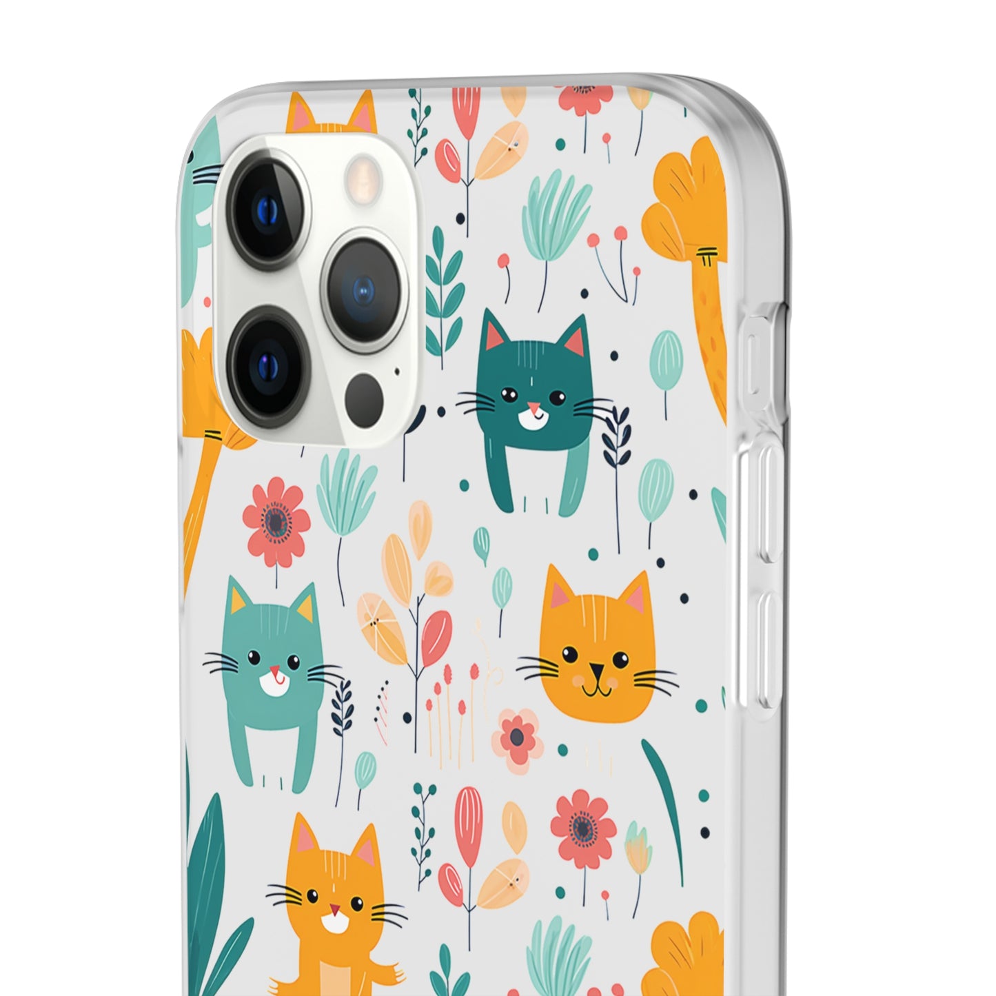 Cute Cats & Flowers Flexi and semi Transparent Phone Case