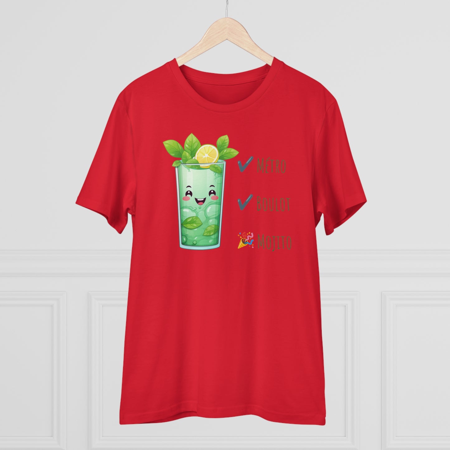 Métro, Boulot, Mojito T-Shirt - Cute Smiling Mojito Glass Design