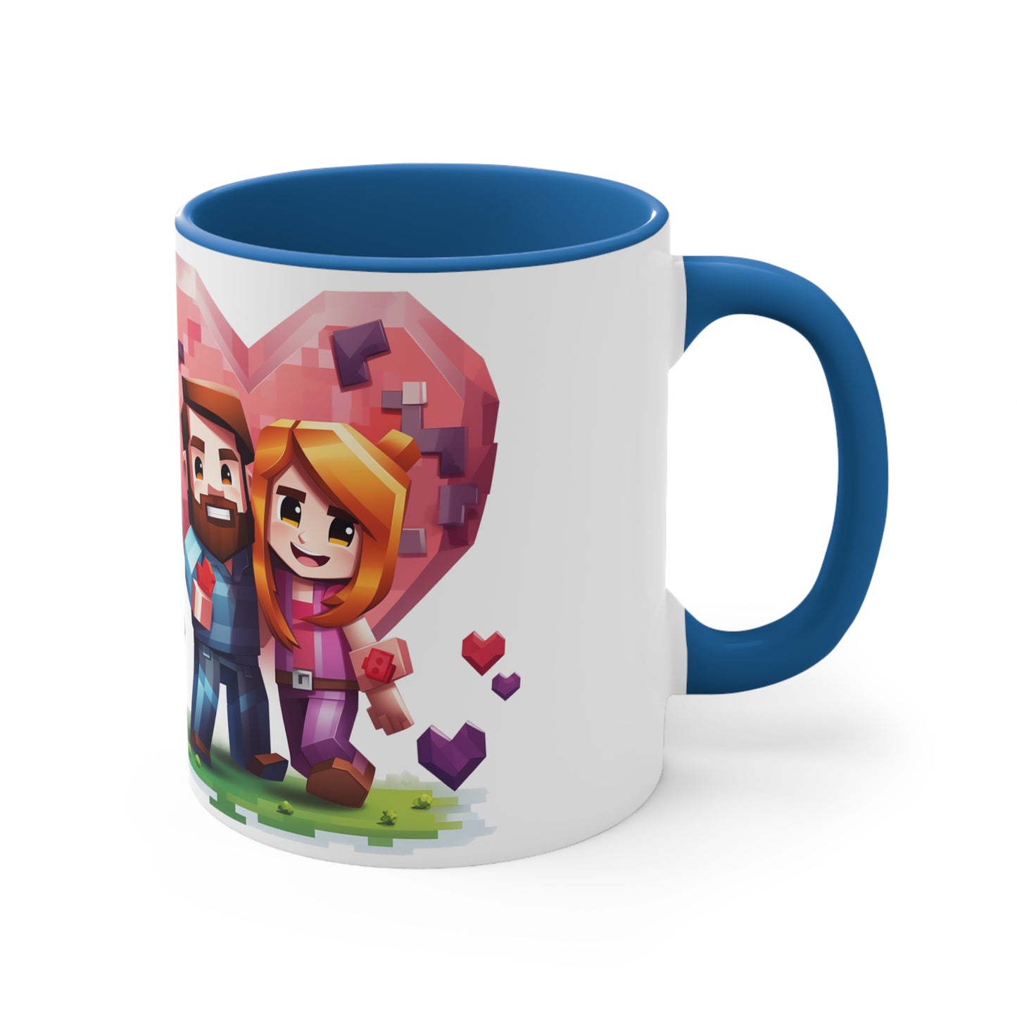 Retro Gaming Love Mug - 11oz Bicolor Pixel Heart Cup - Valentine's Day