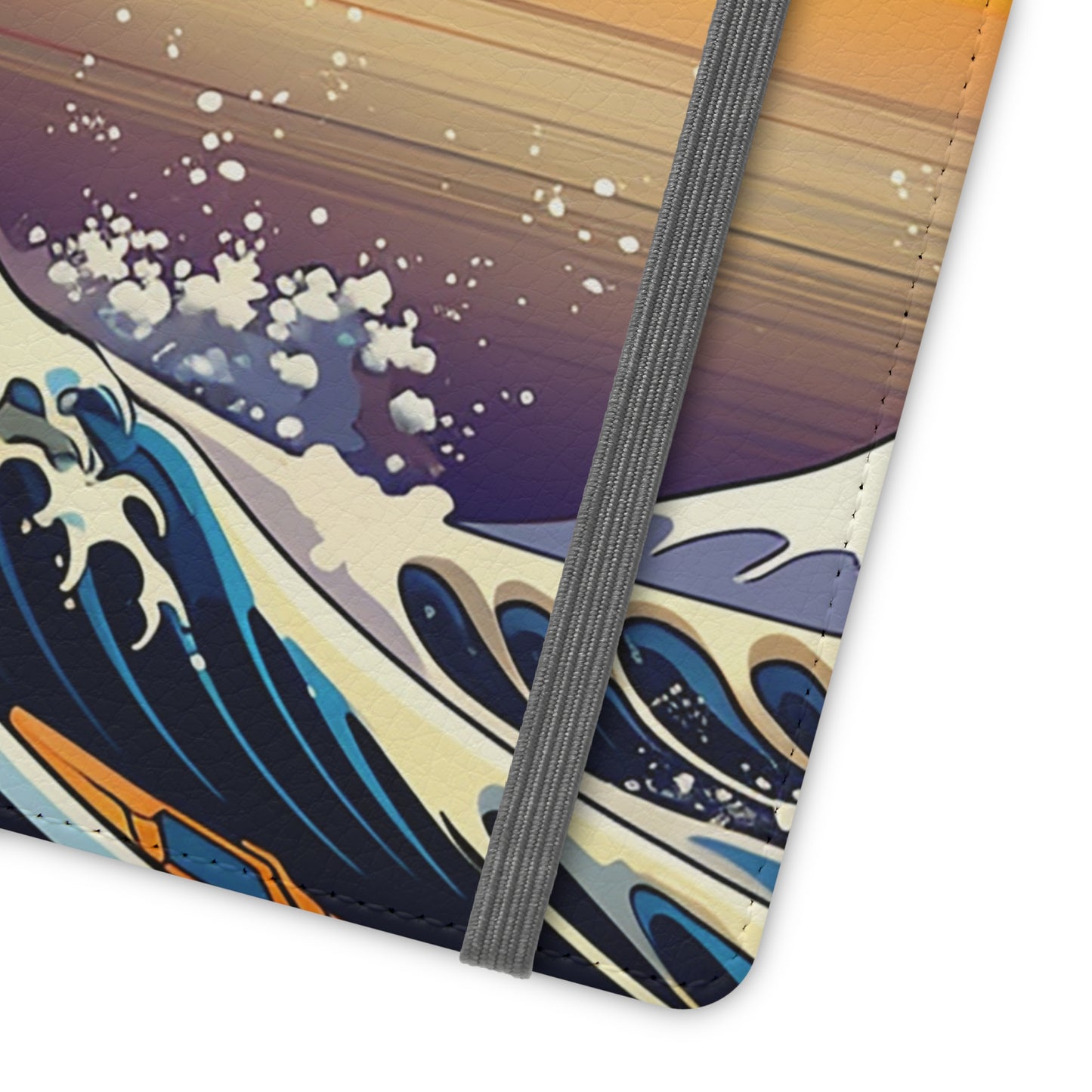 Sunset Big Wave Flip Phone Case - Embrace the Majestic Hokusai Style in Your Hands