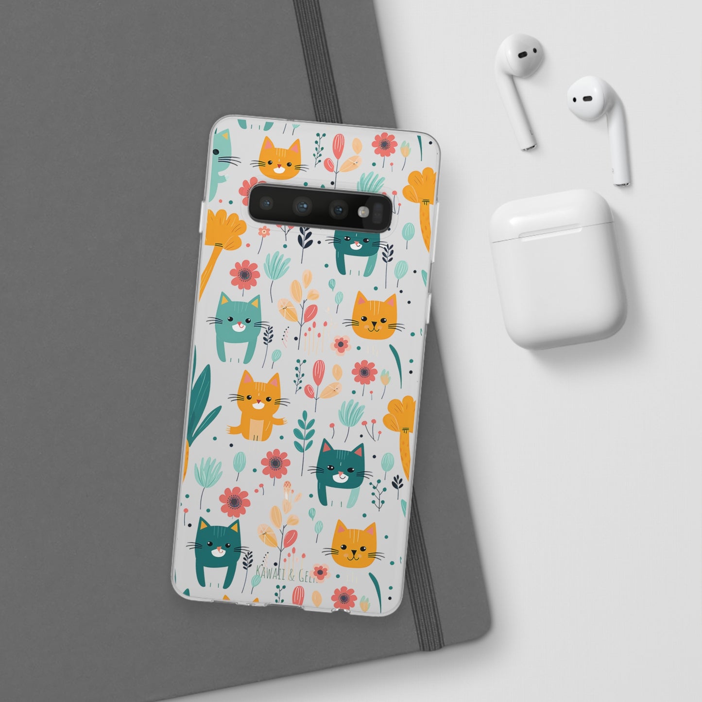 Cute Cats & Flowers Flexi and semi Transparent Phone Case