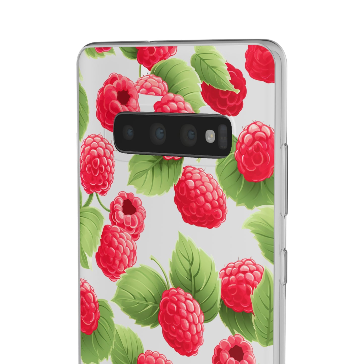 Raspberry Delight: Transparent Flexi Phone Case