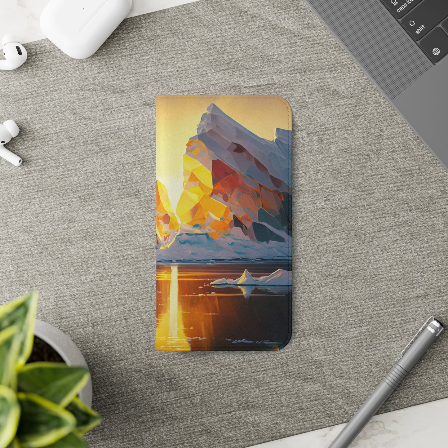 Arctic Landscape and Iceberg at Sunset Flip Phone Case - Capture the Serenity of Nature on Your Device